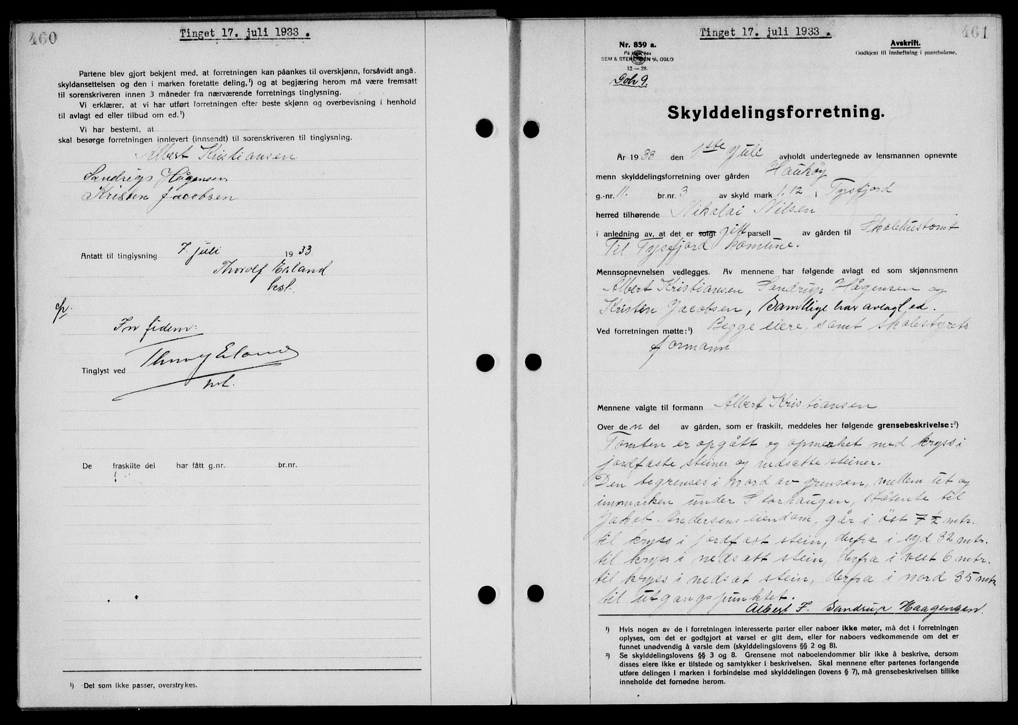 Steigen og Ofoten sorenskriveri, SAT/A-0030/1/2/2C/L0023/0002: Pantebok nr. 26-II og 27, 1933-1934, Tingl.dato: 17.07.1933