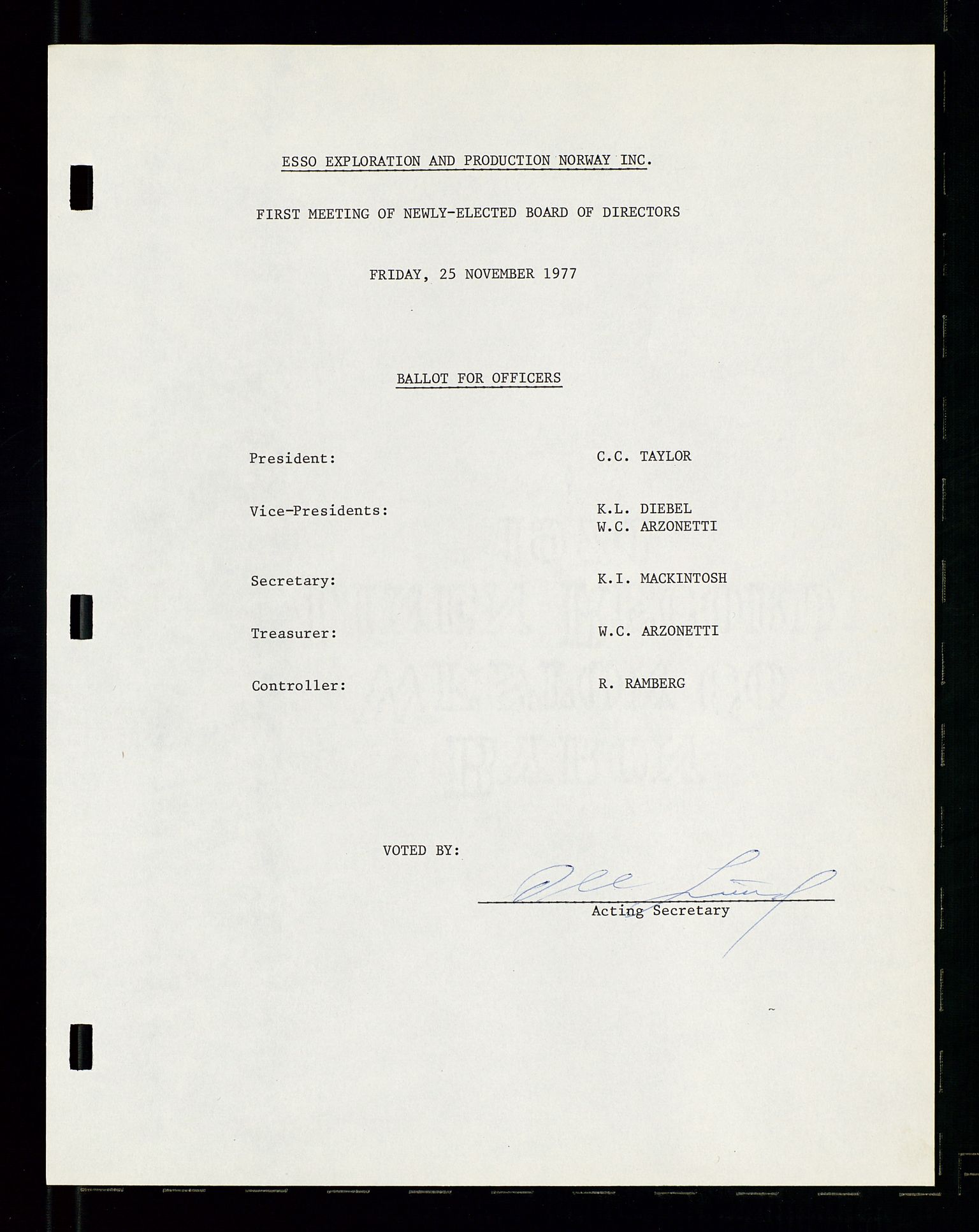 Pa 1512 - Esso Exploration and Production Norway Inc., SAST/A-101917/A/Aa/L0001/0002: Styredokumenter / Corporate records, Board meeting minutes, Agreements, Stocholder meetings, 1975-1979, s. 76