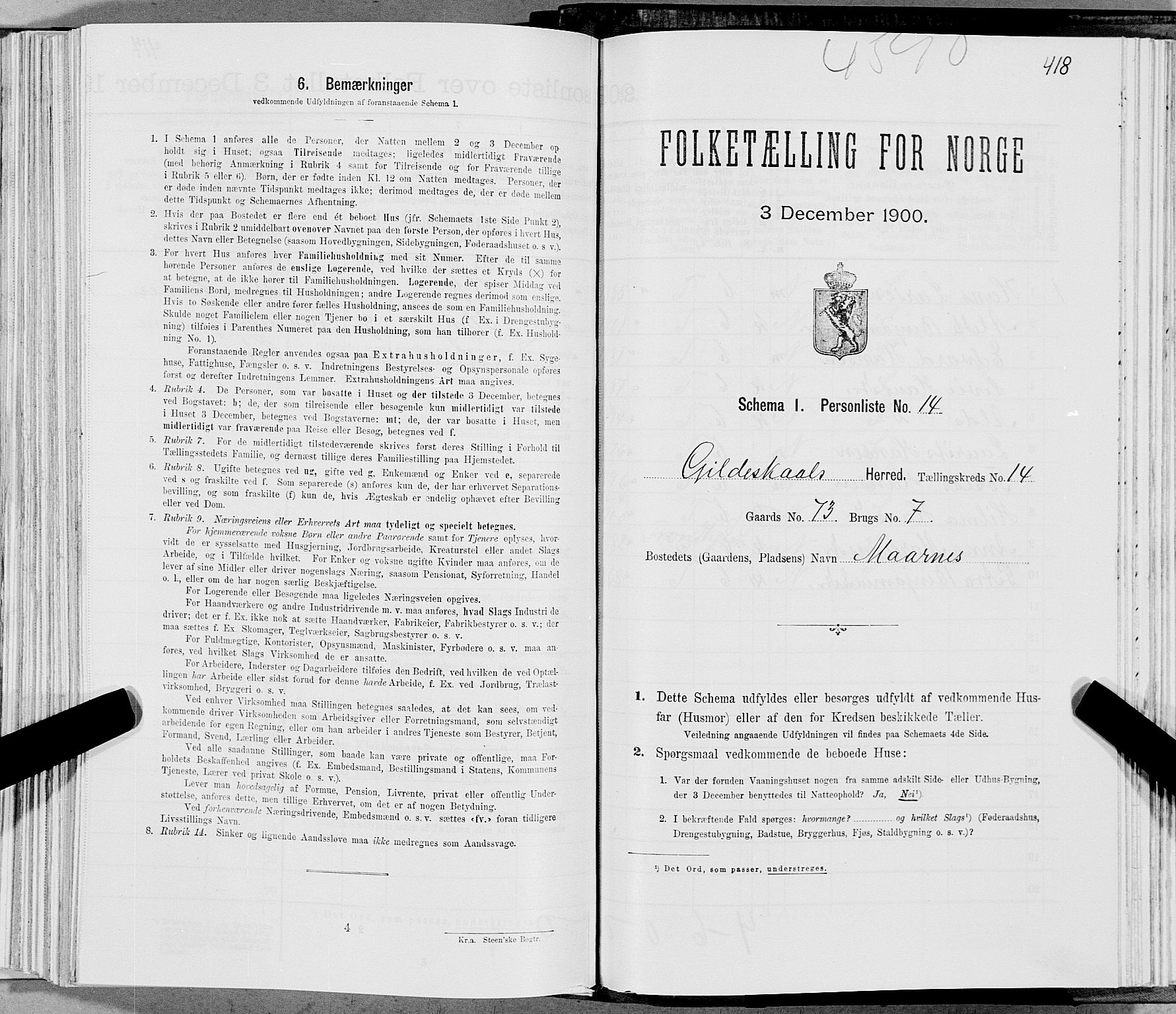 SAT, Folketelling 1900 for 1838 Gildeskål herred, 1900, s. 1401