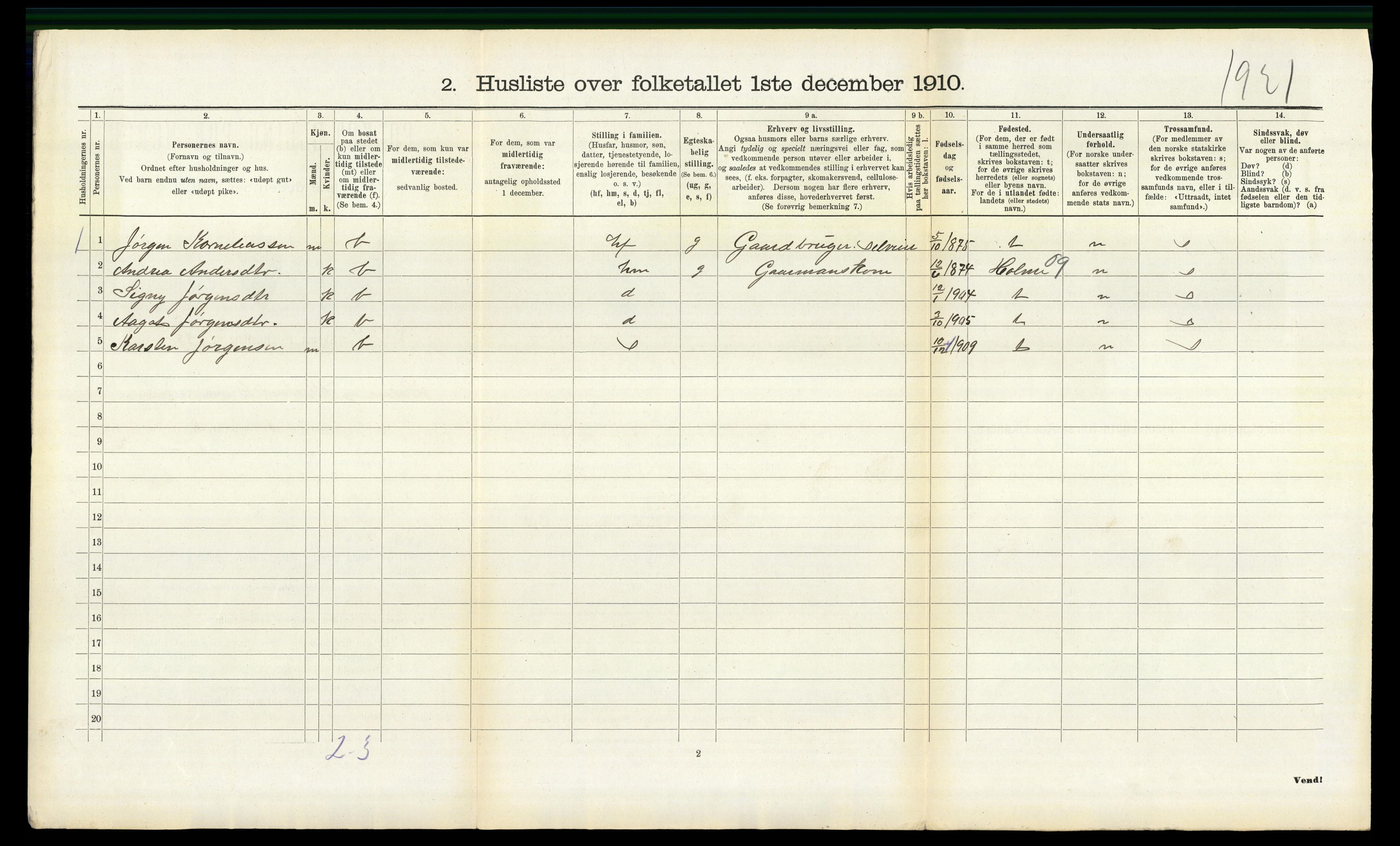 RA, Folketelling 1910 for 1019 Halse og Harkmark herred, 1910, s. 1331