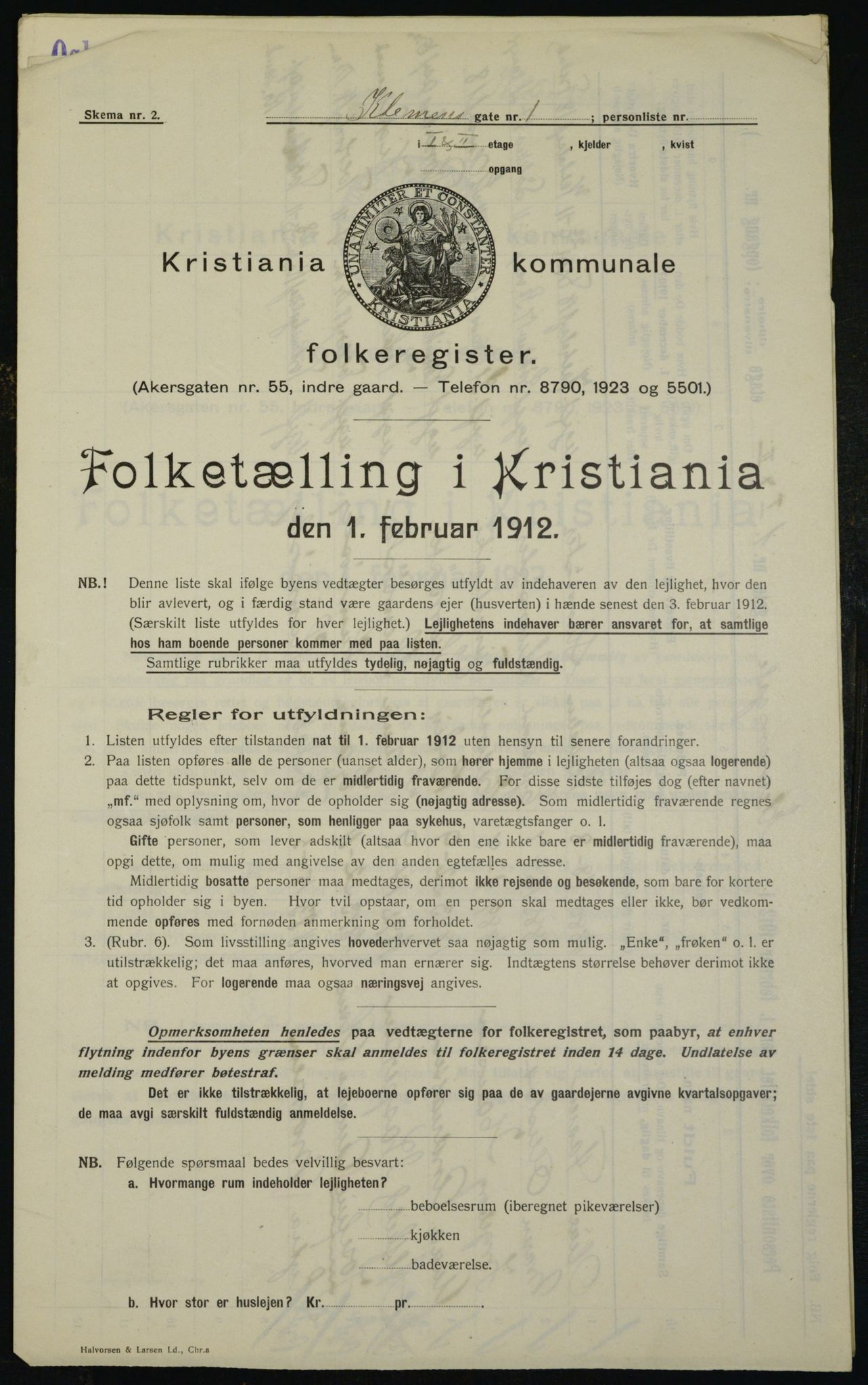 OBA, Kommunal folketelling 1.2.1912 for Kristiania, 1912, s. 12678