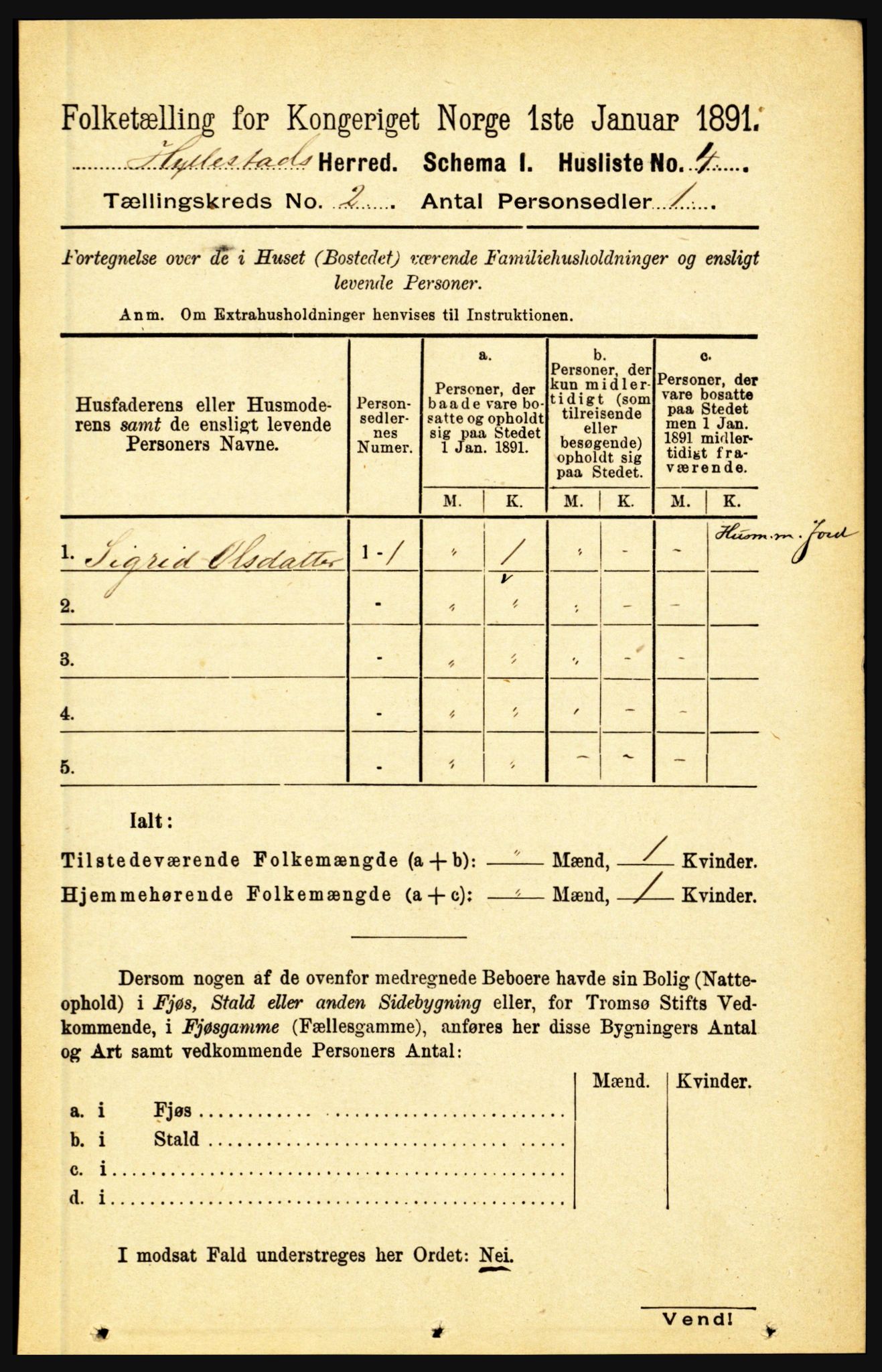 RA, Folketelling 1891 for 1413 Hyllestad herred, 1891, s. 124