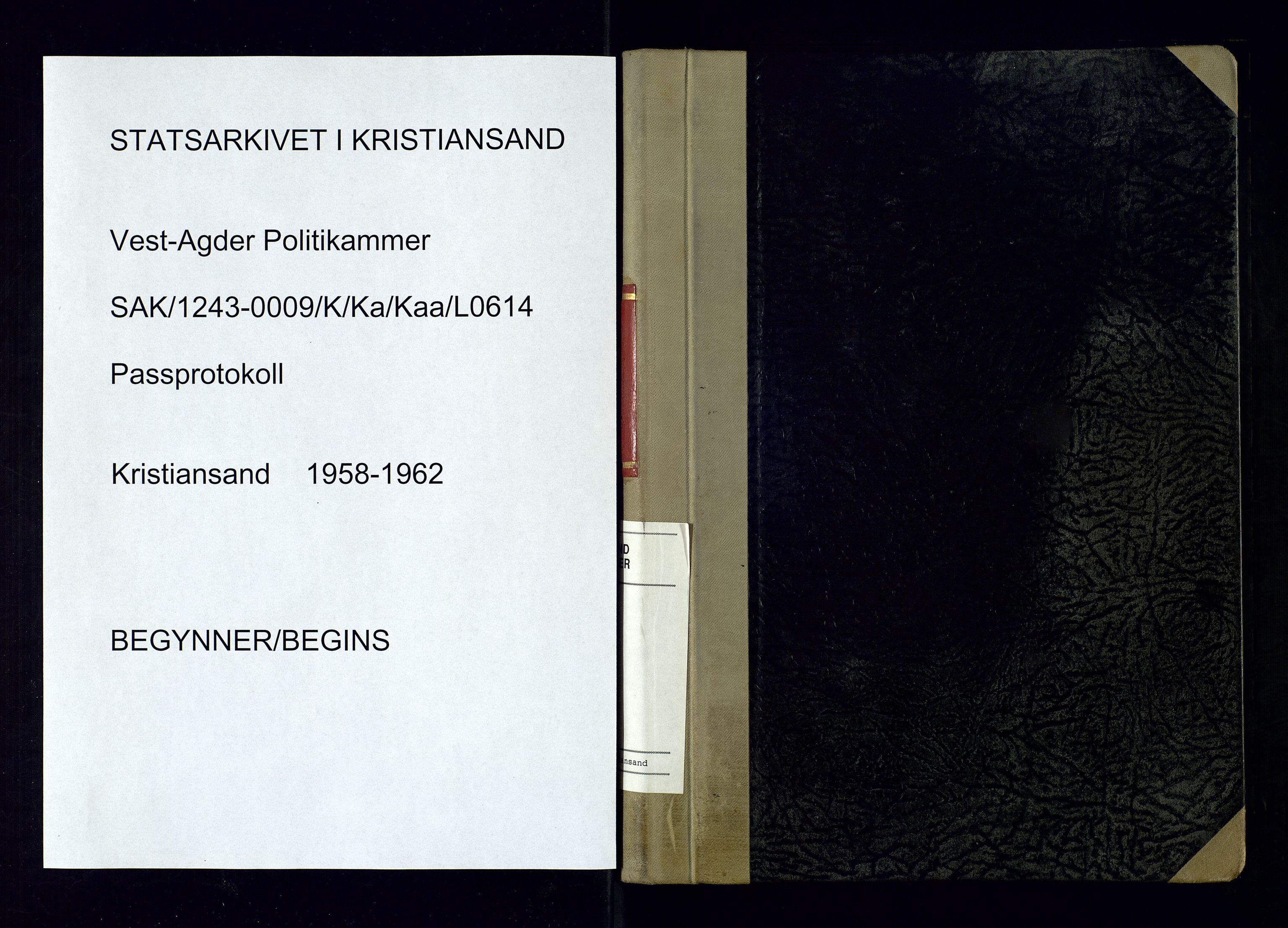 Kristiansand politikammer - 2, SAK/1243-0009/K/Ka/Kaa/L0614: Passprotokoll, liste med løpenumre, 1958-1962