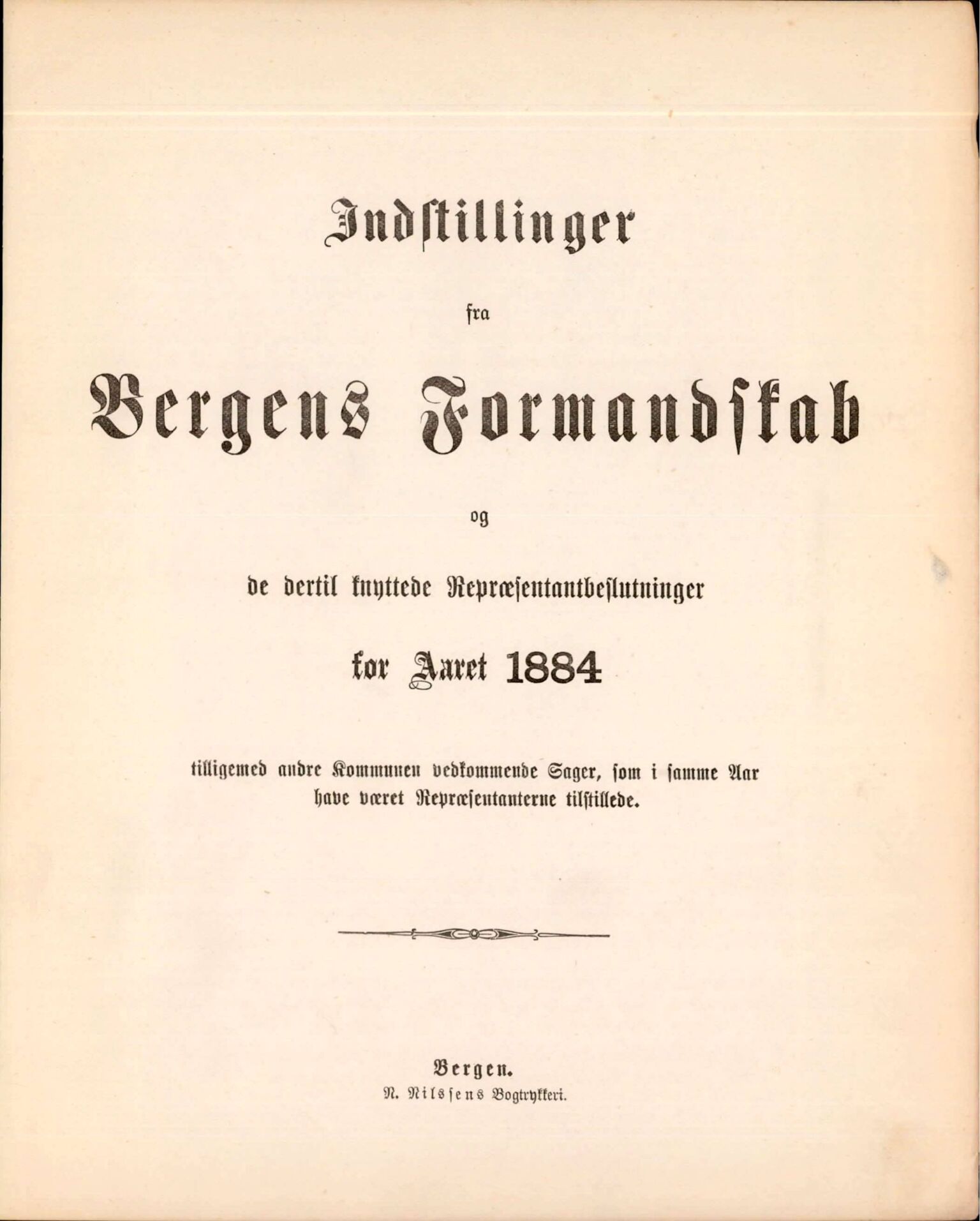 Bergen kommune. Formannskapet, BBA/A-0003/Ad/L0039: Bergens Kommuneforhandlinger, 1884