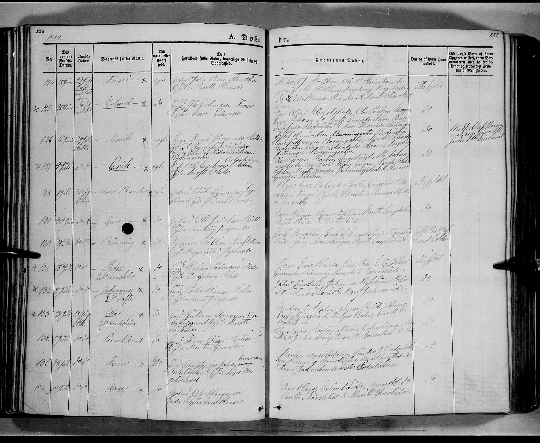 Lesja prestekontor, AV/SAH-PREST-068/H/Ha/Haa/L0006: Ministerialbok nr. 6A, 1843-1854, s. 226-227