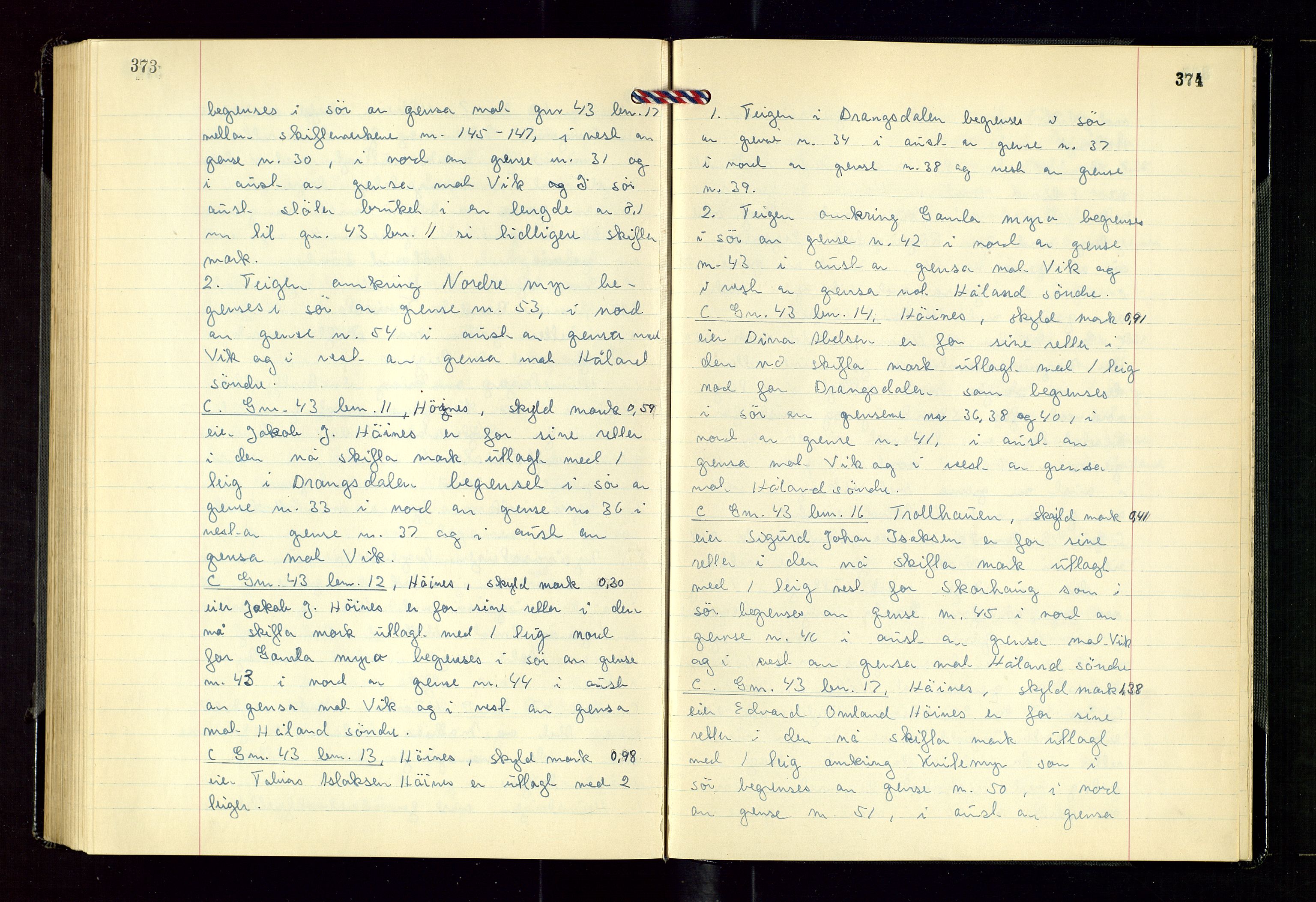 Nord-Rogaland jordskifterett, AV/SAST-A-102427/Oaa/L0006: Jordskifterettsbok nr. 27. Karmsund, 1955-1958, s. 373-374
