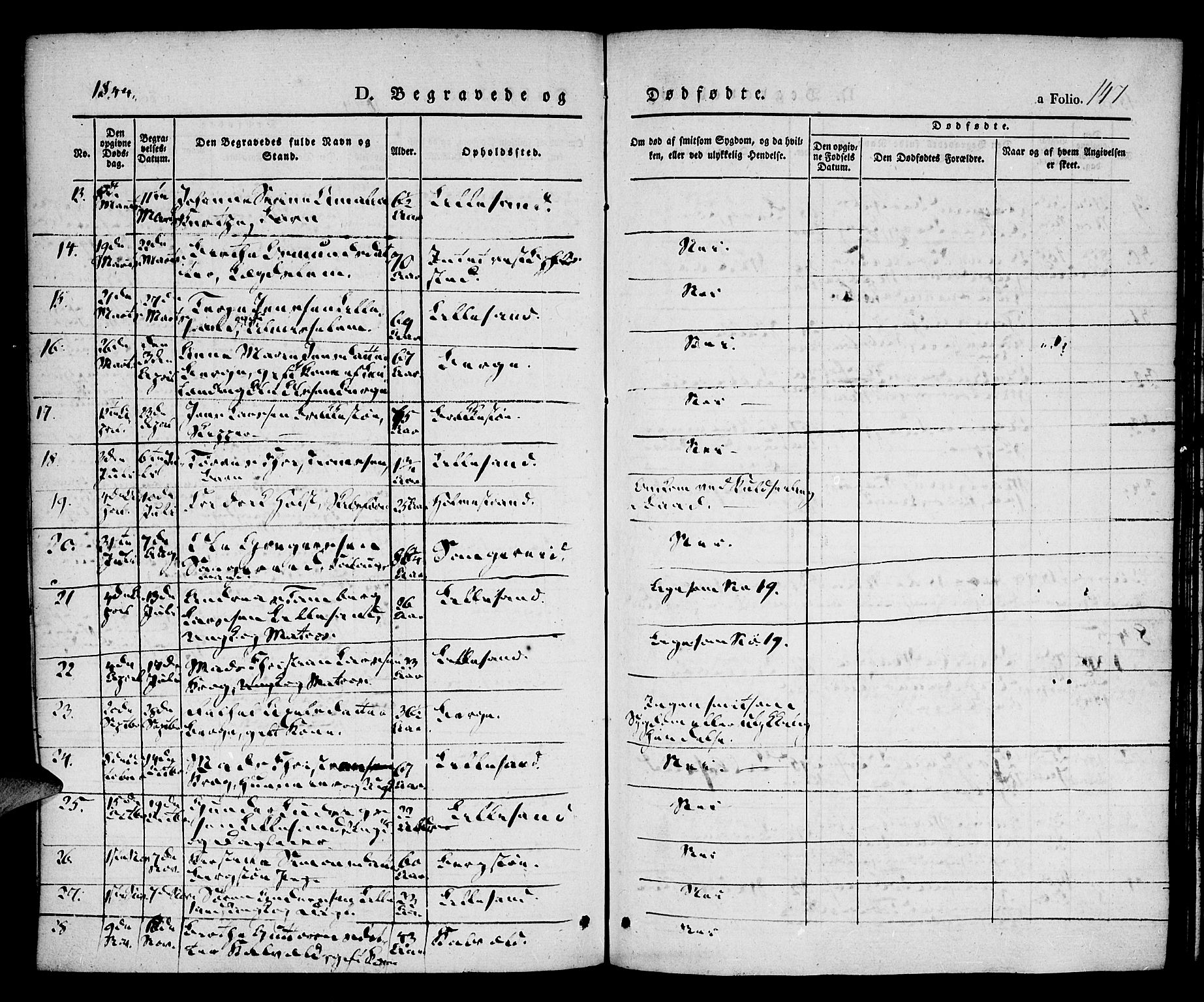 Vestre Moland sokneprestkontor, SAK/1111-0046/F/Fa/Fab/L0005: Ministerialbok nr. A 5, 1841-1849, s. 147