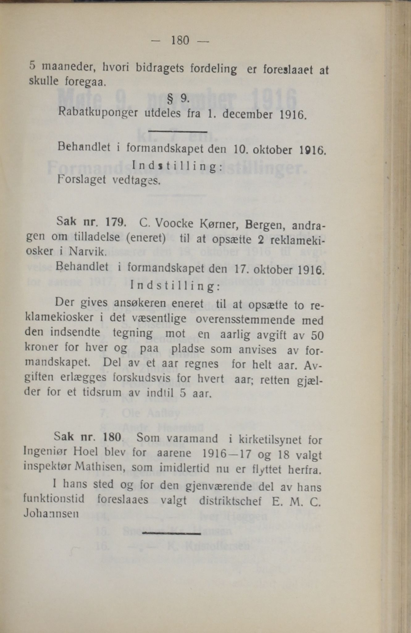 Narvik kommune. Formannskap , AIN/K-18050.150/A/Ab/L0006: Møtebok, 1916