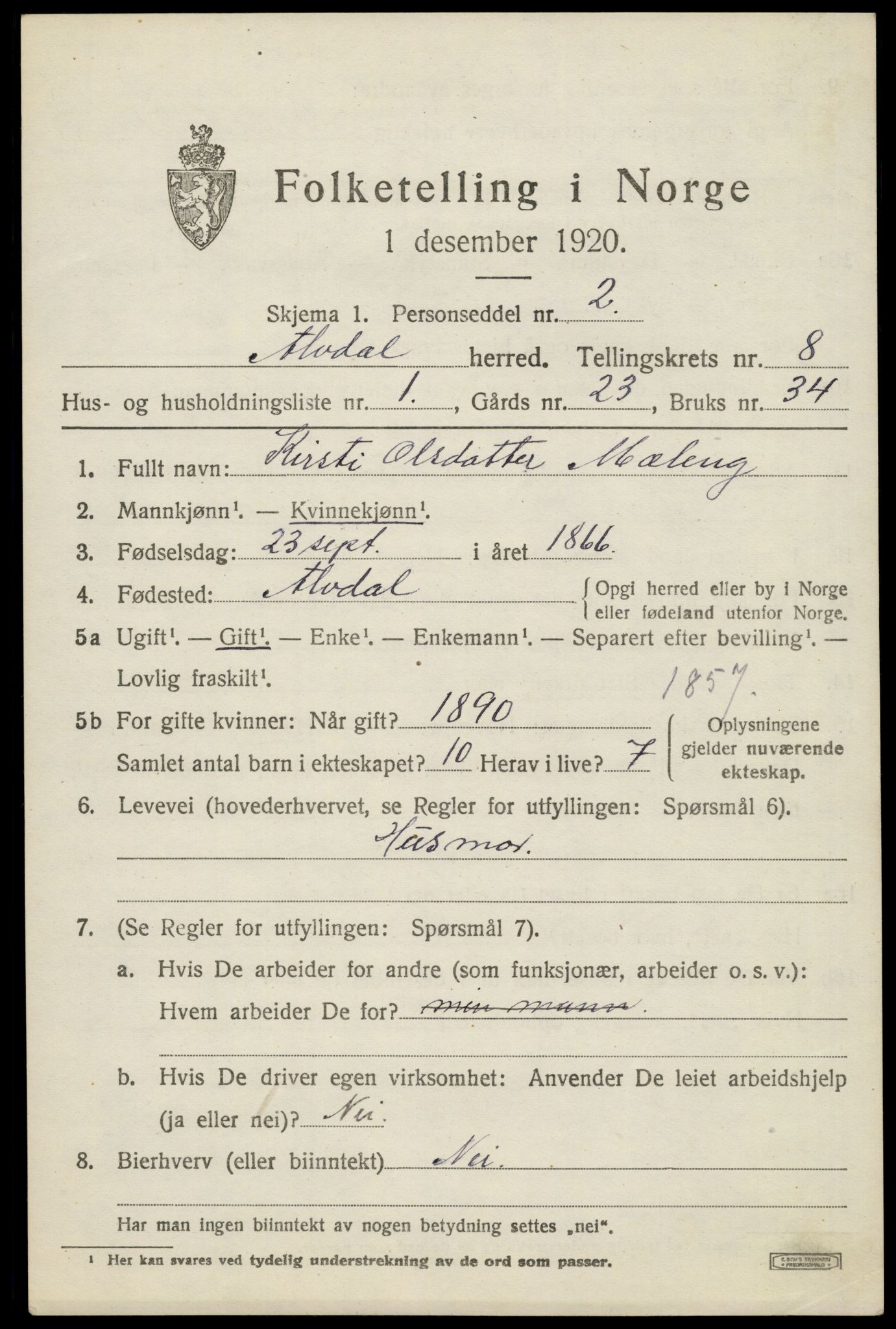 SAH, Folketelling 1920 for 0438 Alvdal herred, 1920, s. 4388