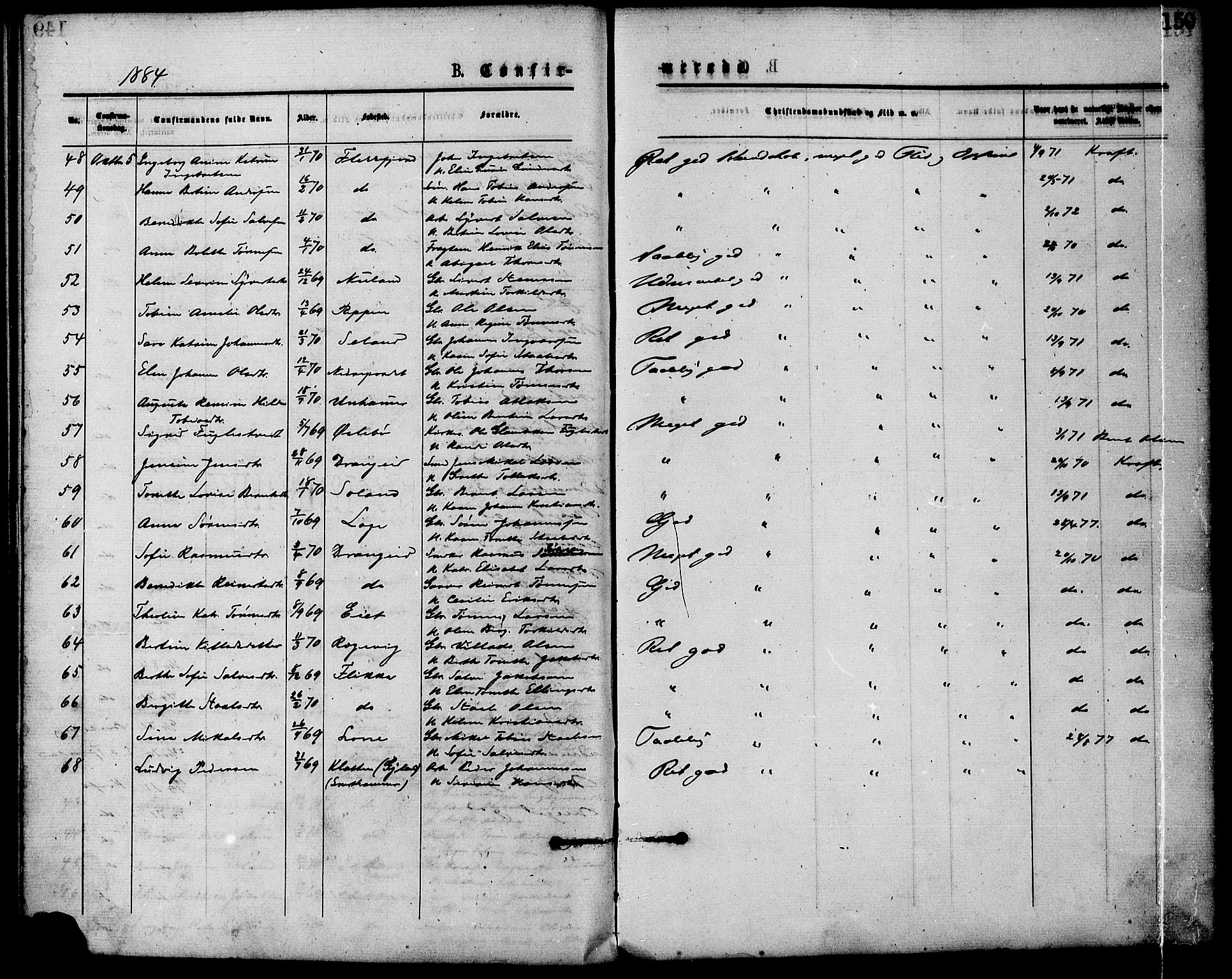 Flekkefjord sokneprestkontor, AV/SAK-1111-0012/F/Fa/Fac/L0007: Ministerialbok nr. A 7, 1875-1885, s. 150