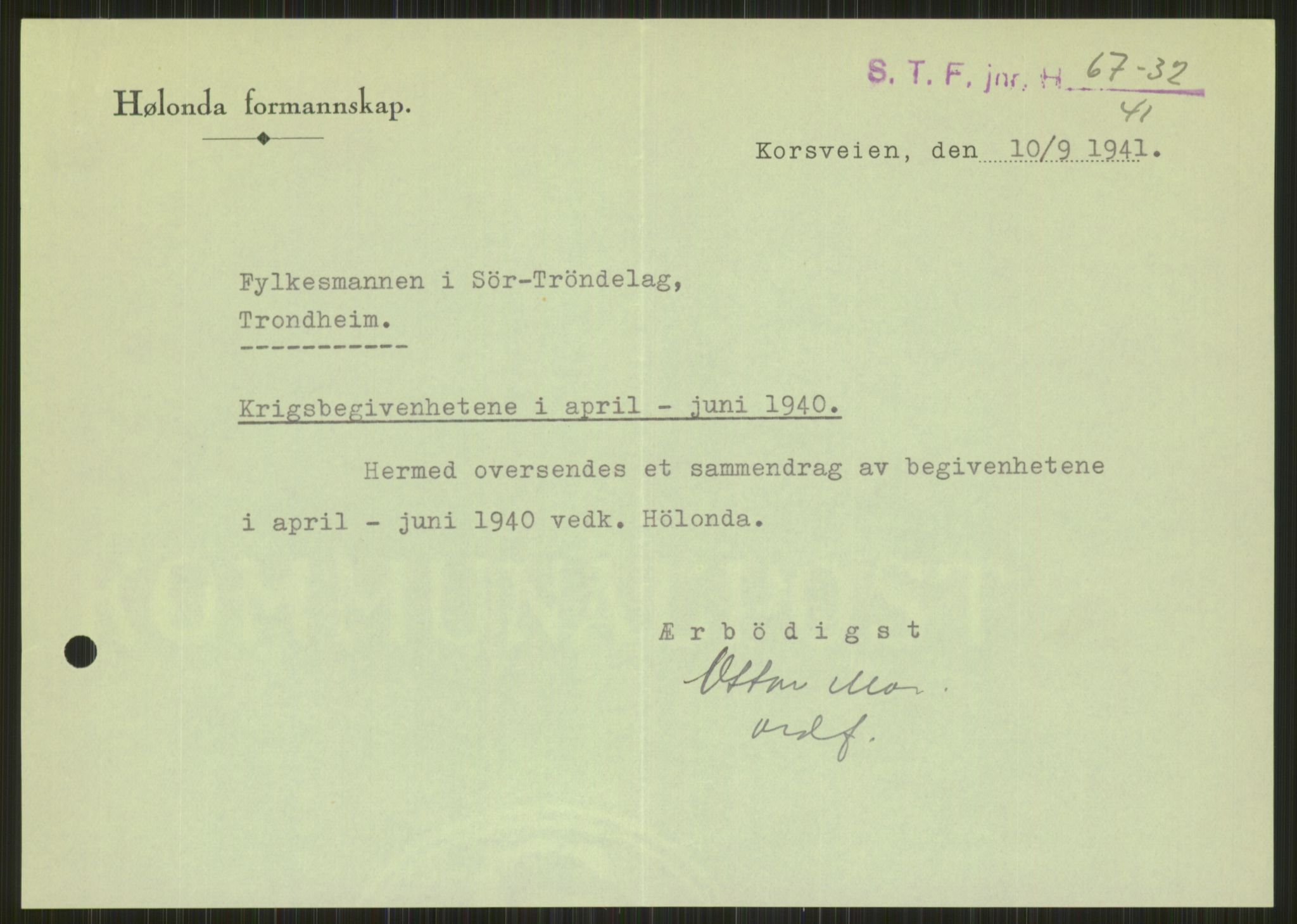Forsvaret, Forsvarets krigshistoriske avdeling, AV/RA-RAFA-2017/Y/Ya/L0016: II-C-11-31 - Fylkesmenn.  Rapporter om krigsbegivenhetene 1940., 1940, s. 171