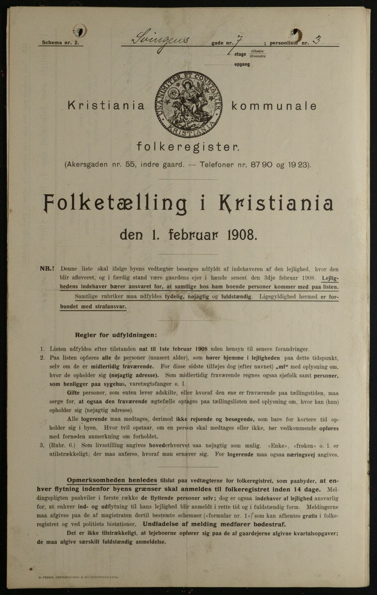 OBA, Kommunal folketelling 1.2.1908 for Kristiania kjøpstad, 1908, s. 95439