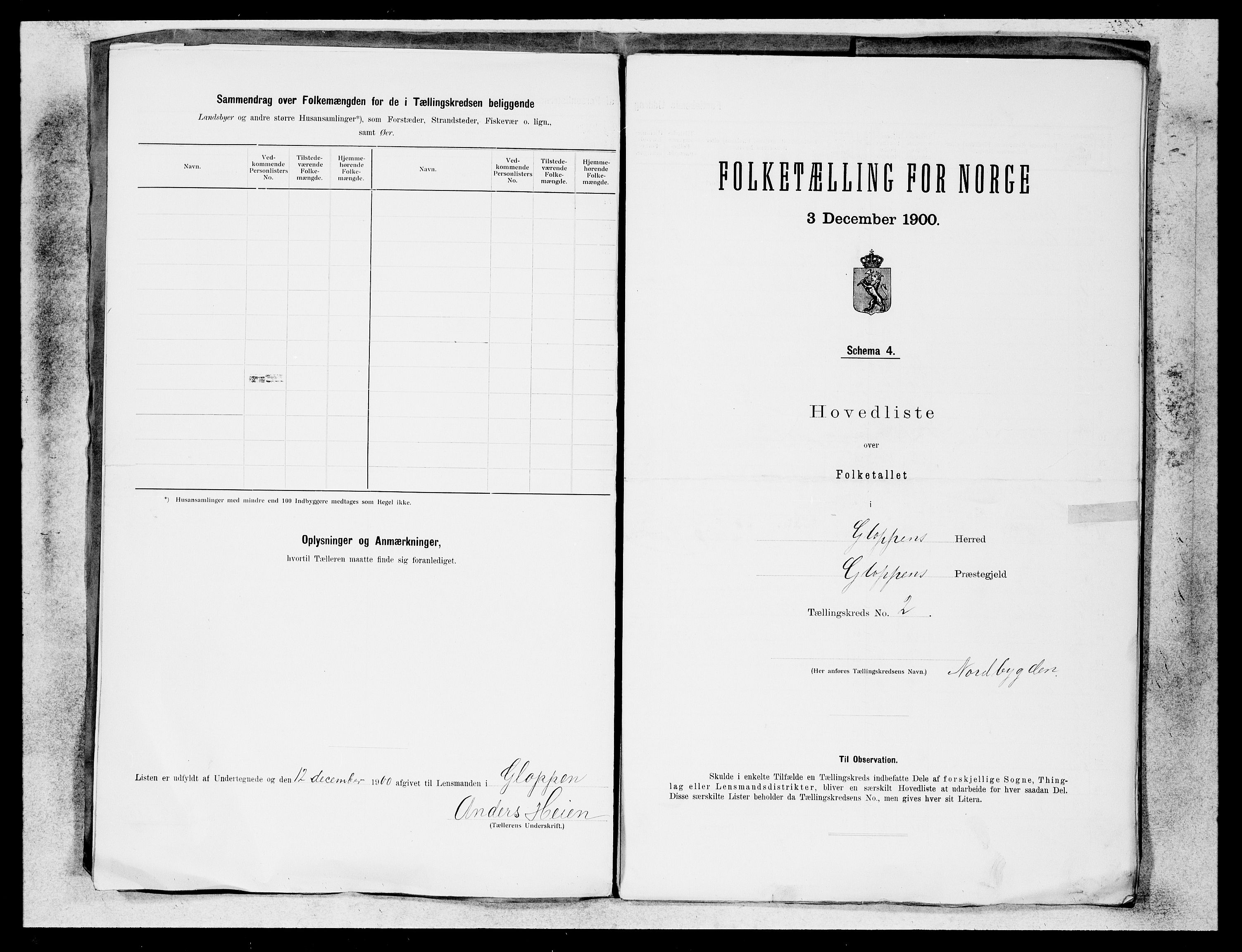 SAB, Folketelling 1900 for 1445 Gloppen herred, 1900, s. 3