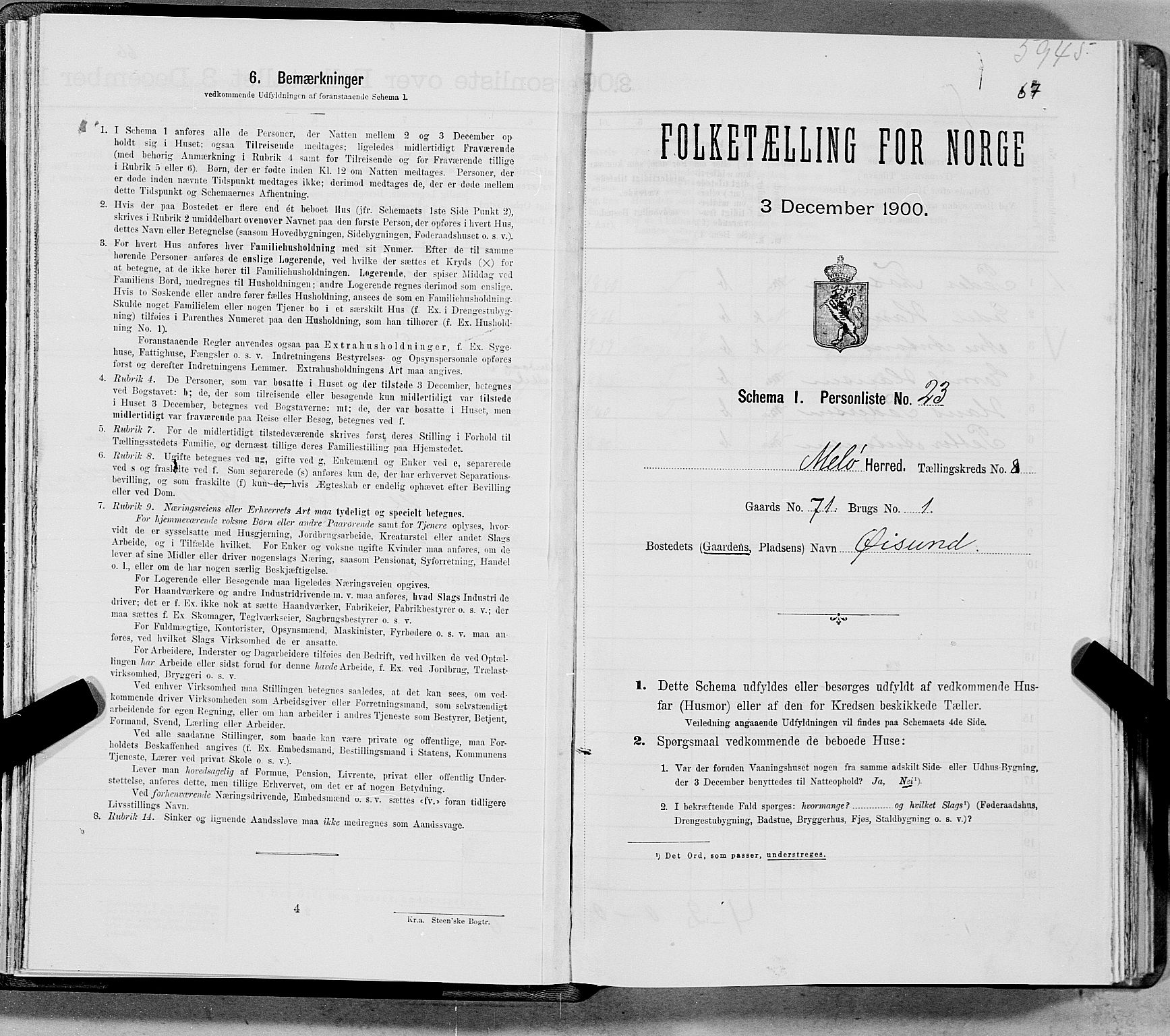 SAT, Folketelling 1900 for 1837 Meløy herred, 1900, s. 1154
