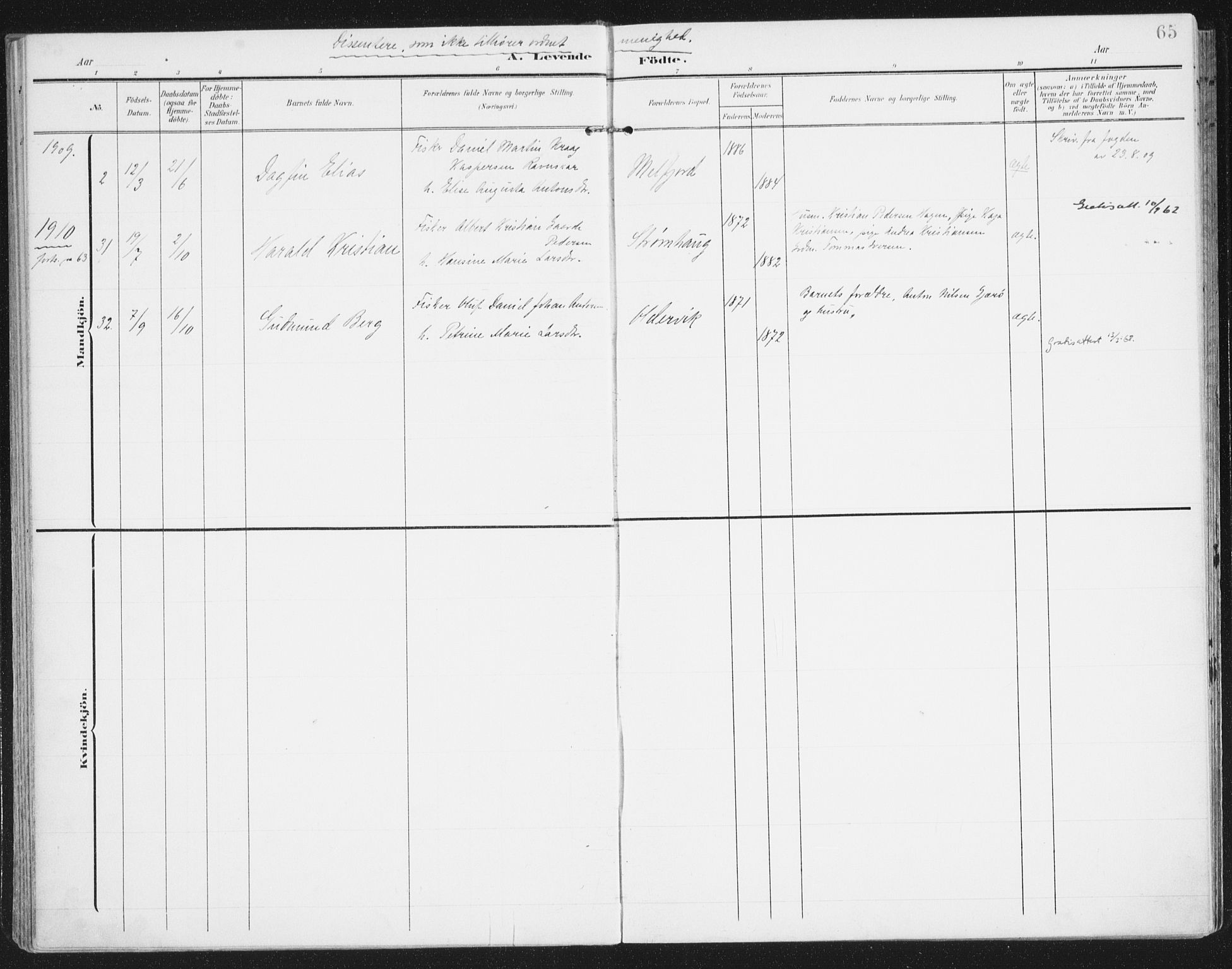 Ministerialprotokoller, klokkerbøker og fødselsregistre - Nordland, AV/SAT-A-1459/841/L0612: Ministerialbok nr. 841A15, 1902-1910, s. 65