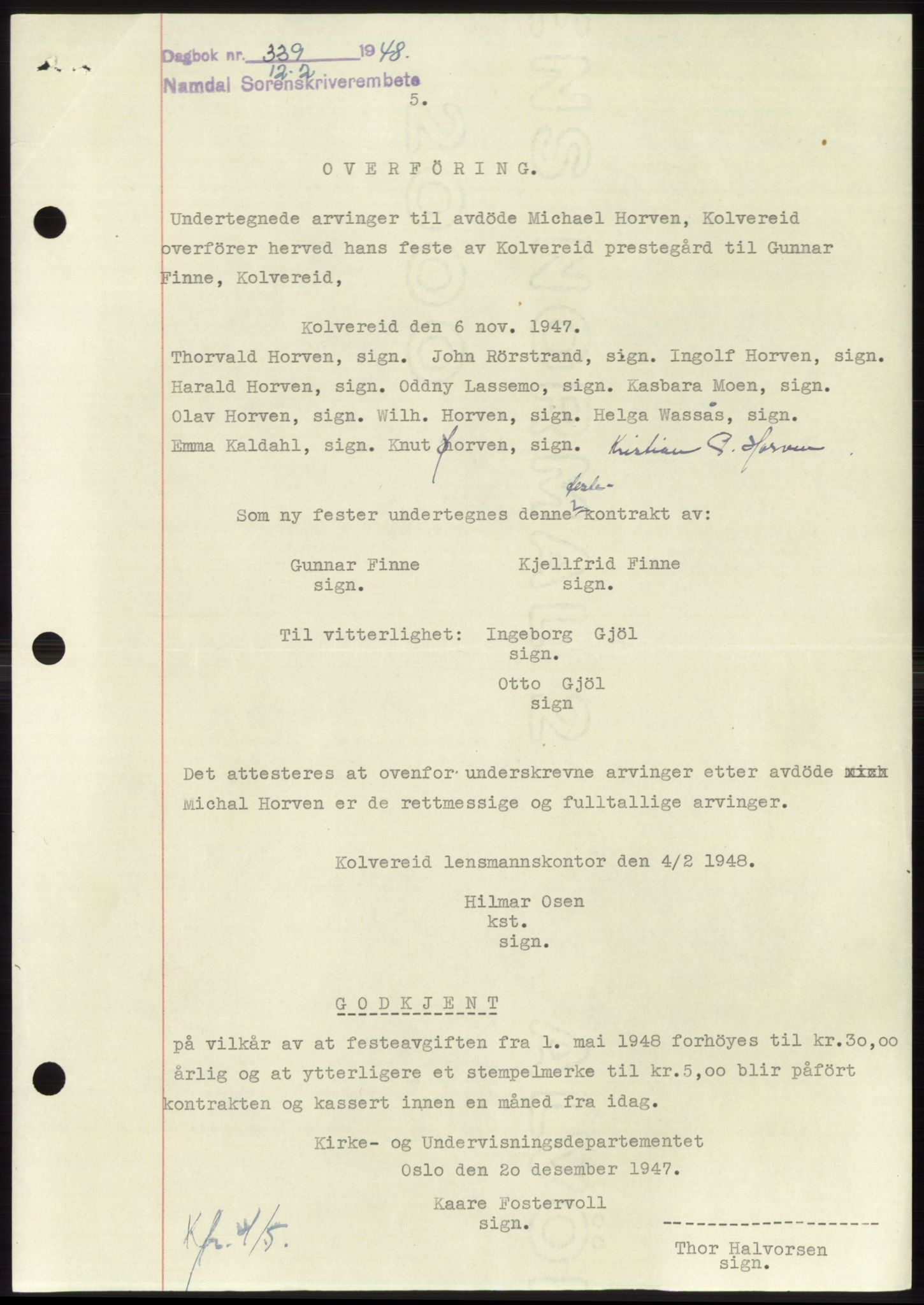 Namdal sorenskriveri, SAT/A-4133/1/2/2C: Pantebok nr. -, 1947-1948, Dagboknr: 339/1948