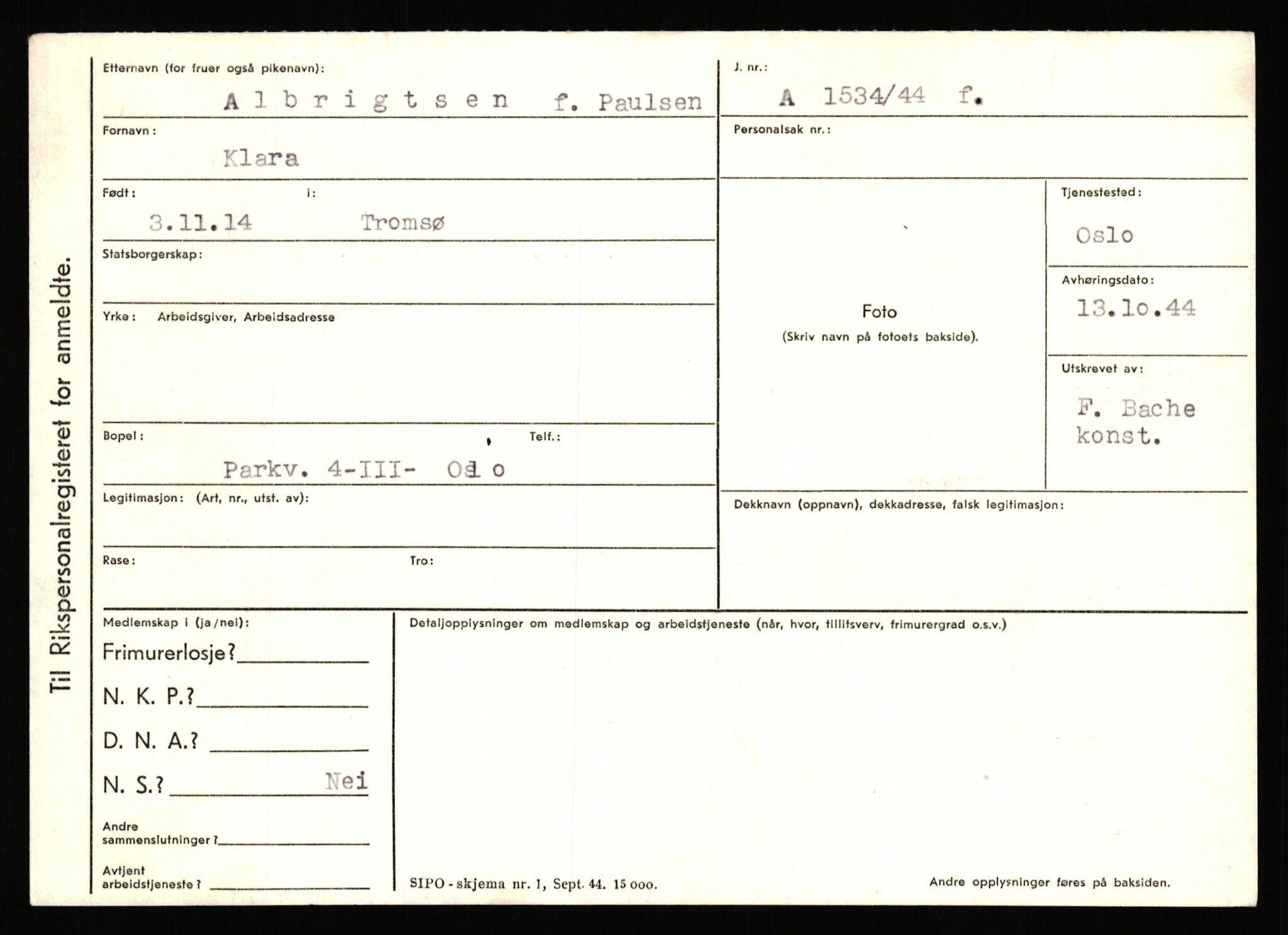 Statspolitiet - Hovedkontoret / Osloavdelingen, AV/RA-S-1329/C/Ca/L0001: Aabakken - Armann, 1943-1945, s. 1347