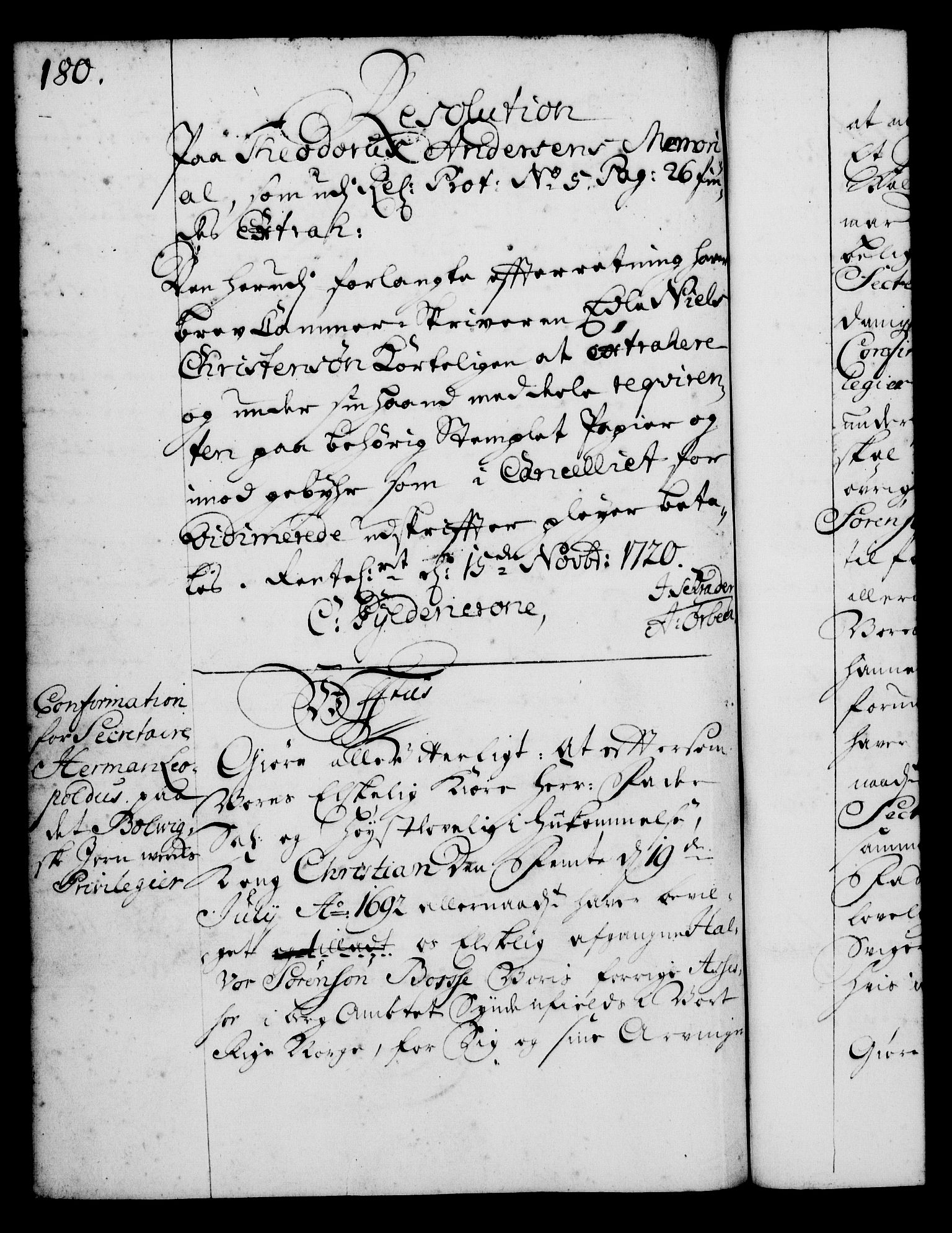 Rentekammeret, Kammerkanselliet, AV/RA-EA-3111/G/Gg/Gga/L0001: Norsk ekspedisjonsprotokoll med register (merket RK 53.1), 1720-1723, s. 180