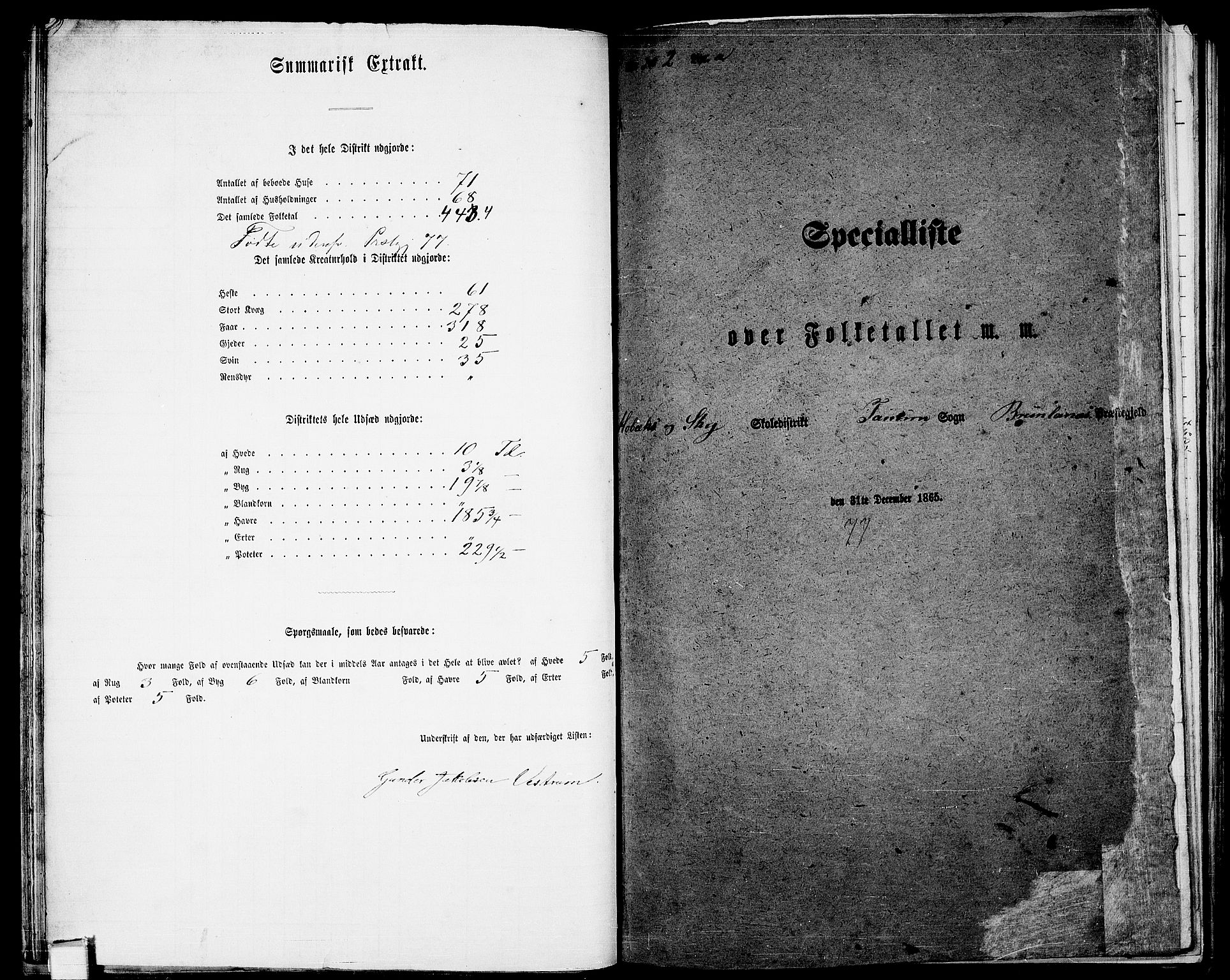 RA, Folketelling 1865 for 0726P Brunlanes prestegjeld, 1865, s. 32