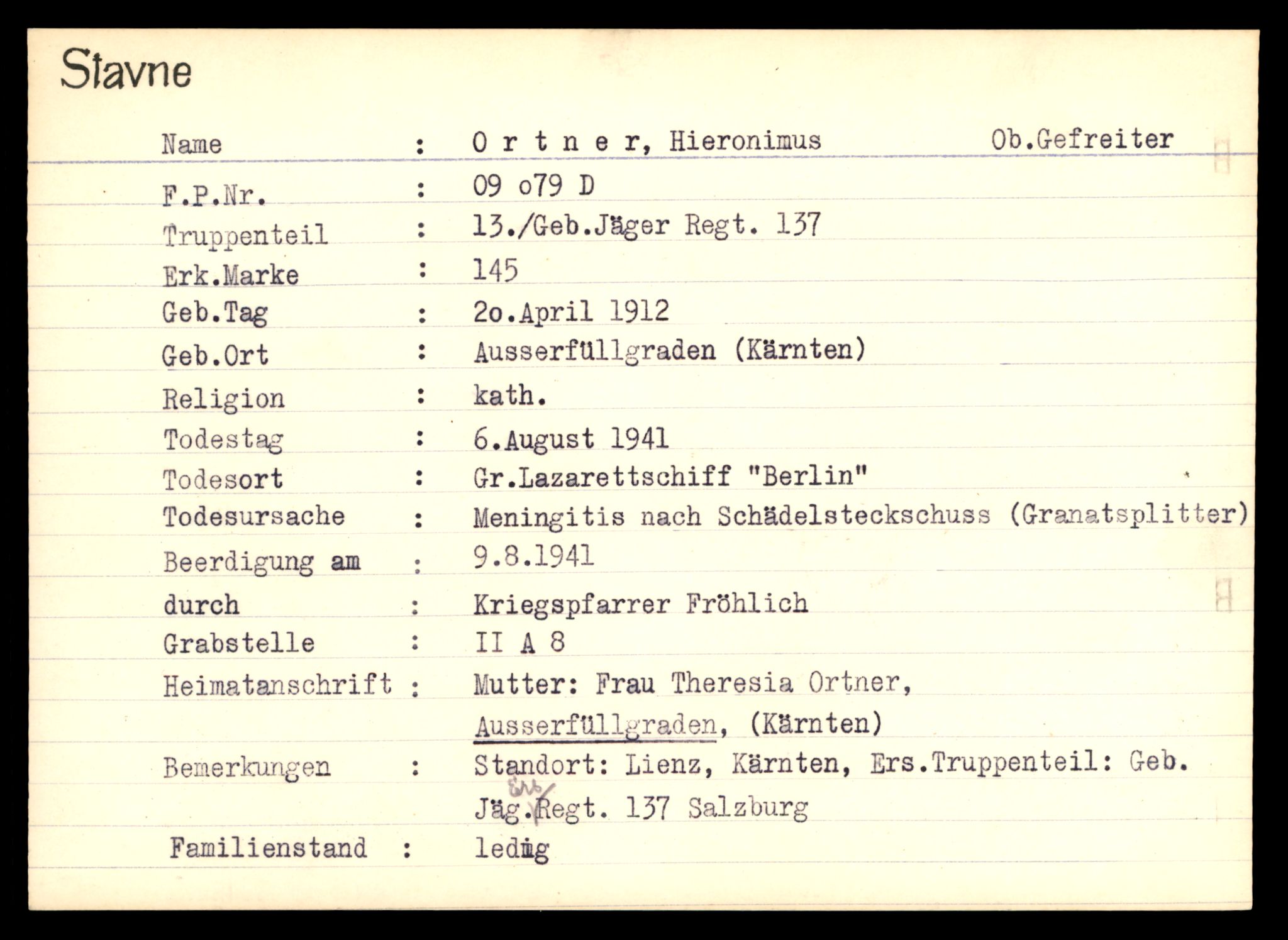 Distriktskontoret for krigsgraver, AV/SAT-A-5030/E/L0003: Kasett/kartotek over tysk Krigskirkegård Stavne, 1945, s. 1023