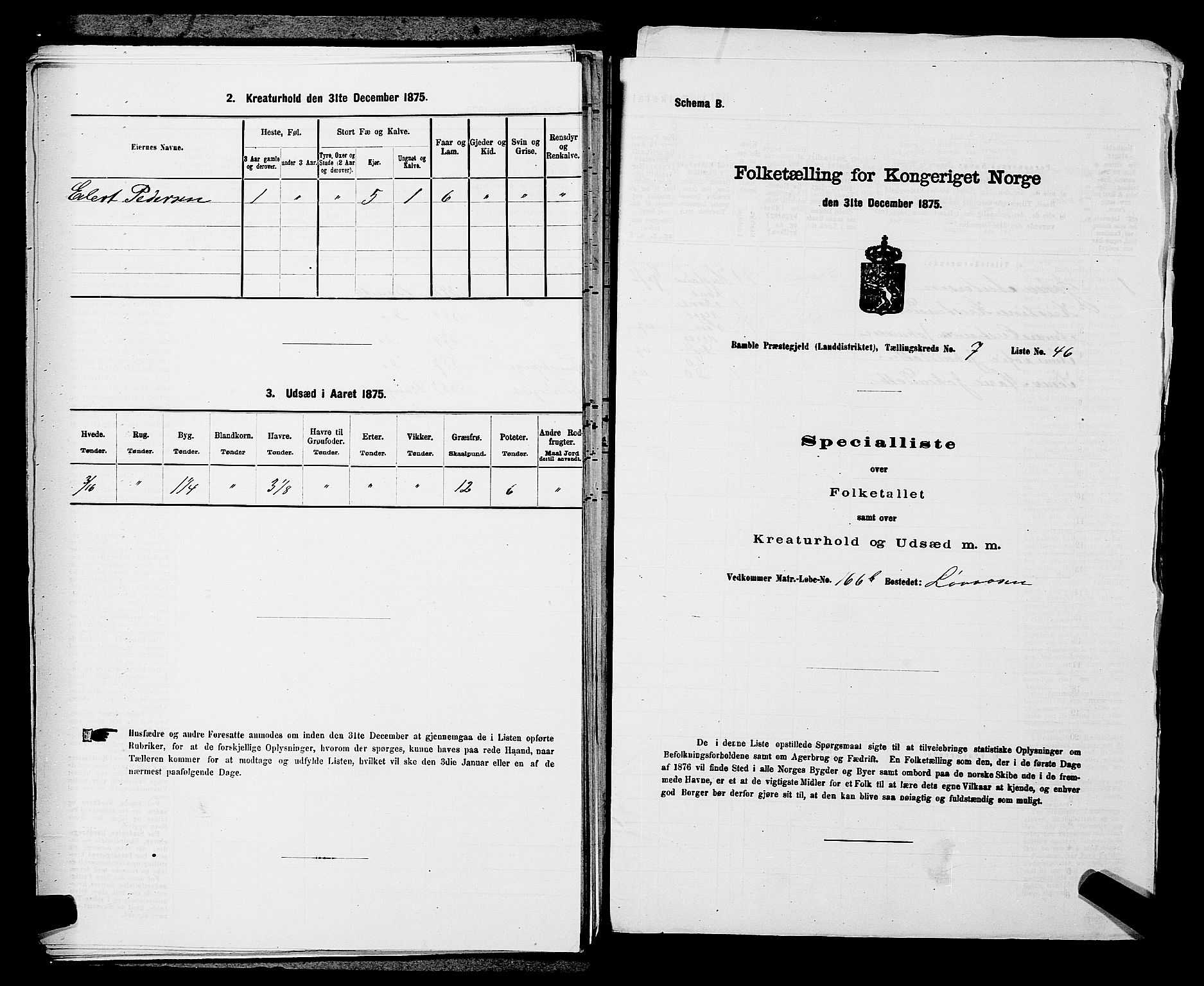 SAKO, Folketelling 1875 for 0814L Bamble prestegjeld, Bamble sokn, 1875, s. 1035