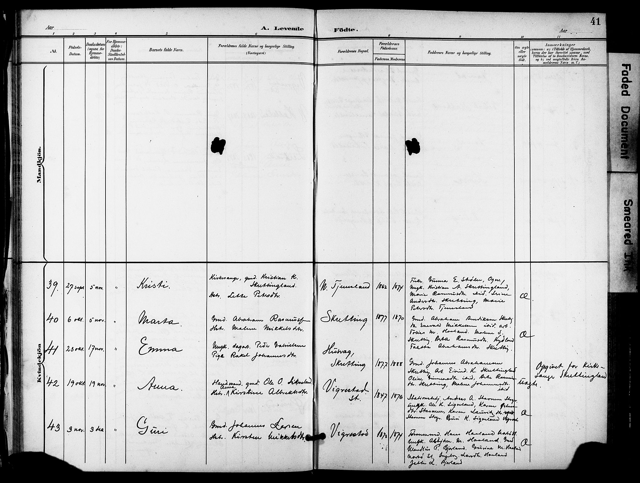 Hå sokneprestkontor, AV/SAST-A-101801/001/30BB/L0006: Klokkerbok nr. B 6, 1900-1924, s. 41