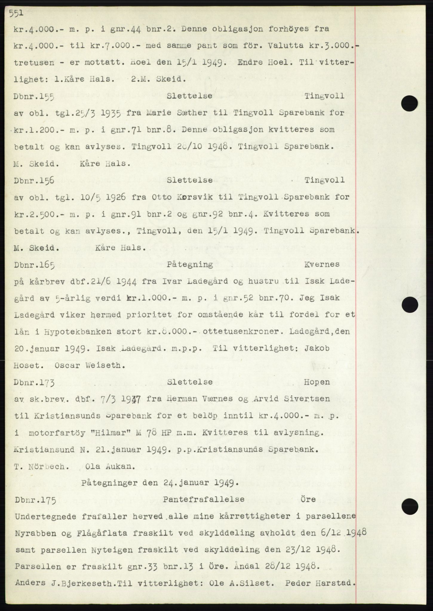 Nordmøre sorenskriveri, AV/SAT-A-4132/1/2/2Ca: Pantebok nr. C82b, 1946-1951, Dagboknr: 155/1949