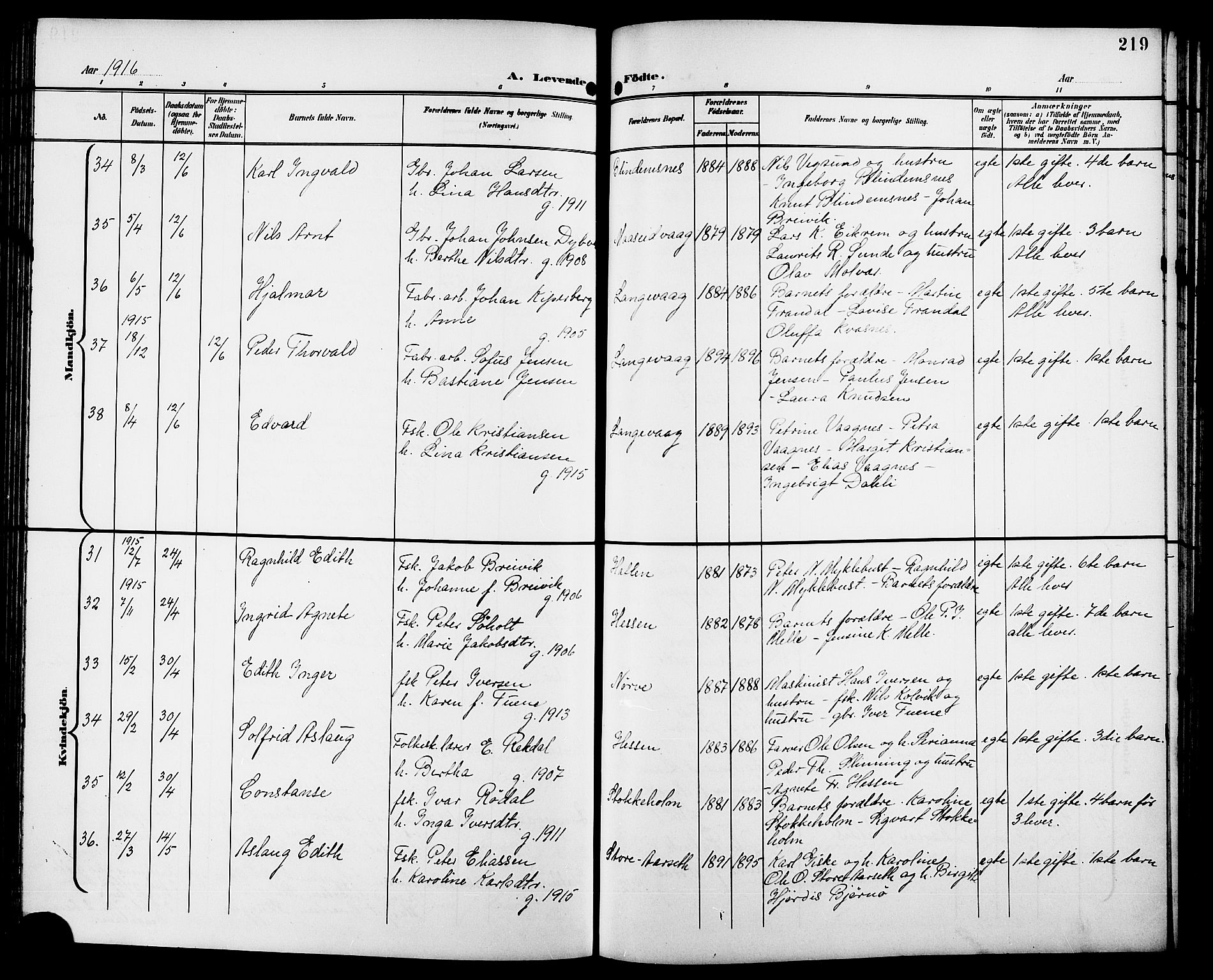 Ministerialprotokoller, klokkerbøker og fødselsregistre - Møre og Romsdal, AV/SAT-A-1454/528/L0432: Klokkerbok nr. 528C13, 1898-1918, s. 219