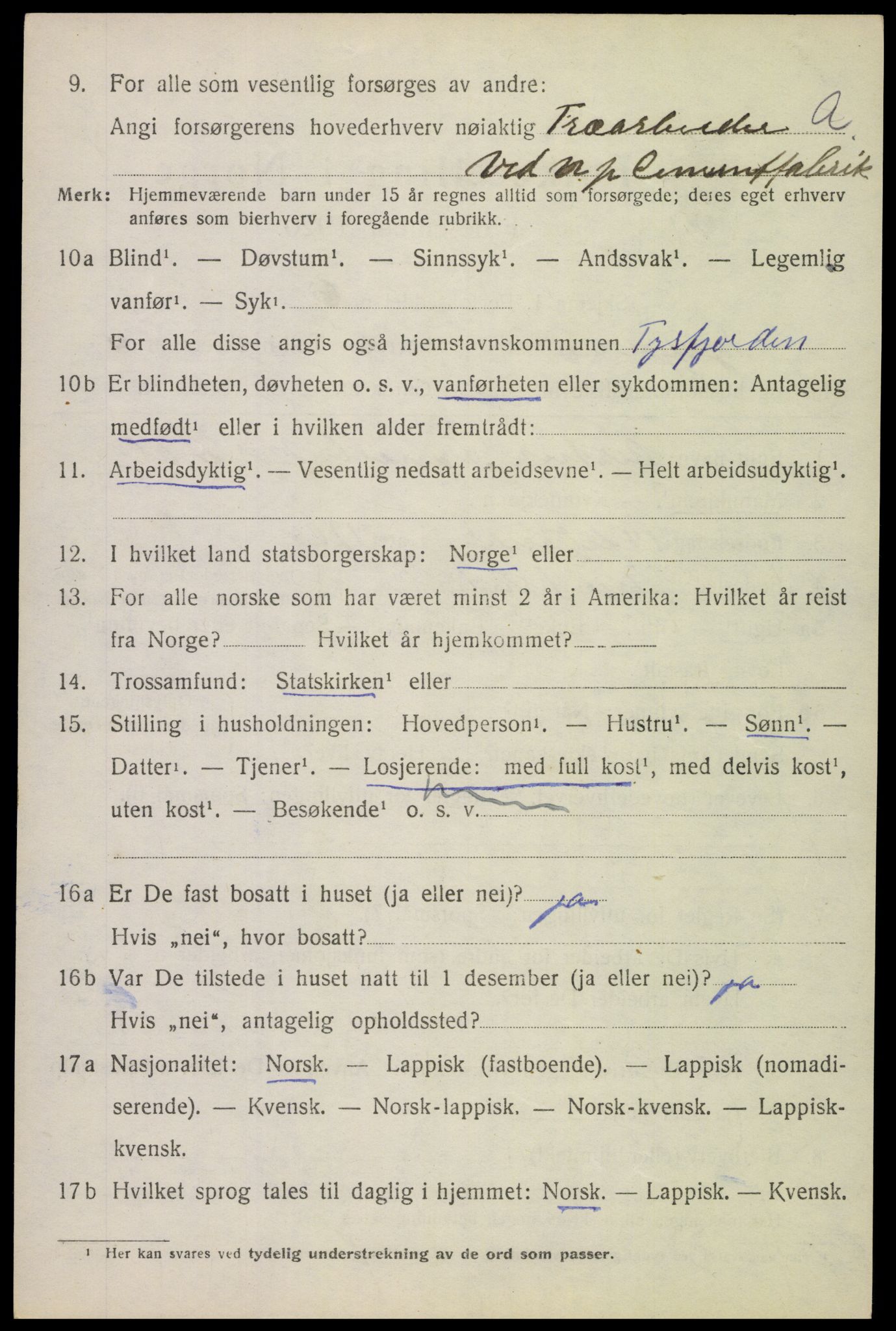 SAT, Folketelling 1920 for 1850 Tysfjord herred, 1920, s. 2624