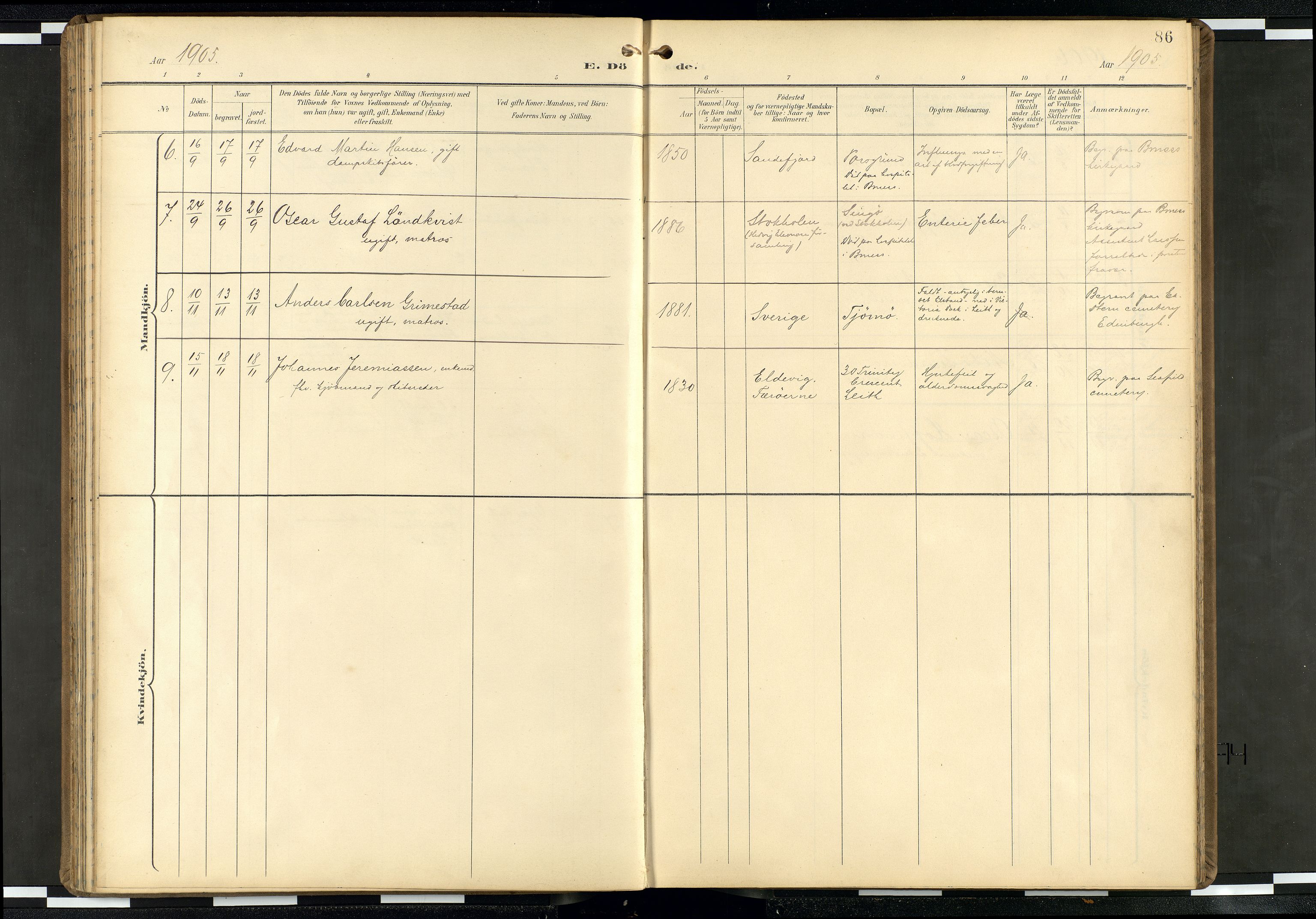 Den norske sjømannsmisjon i utlandet/Skotske havner (Leith, Glasgow), SAB/SAB/PA-0100/H/Ha/Haa/L0004: Ministerialbok nr. A 4, 1899-1949, s. 85b-86a