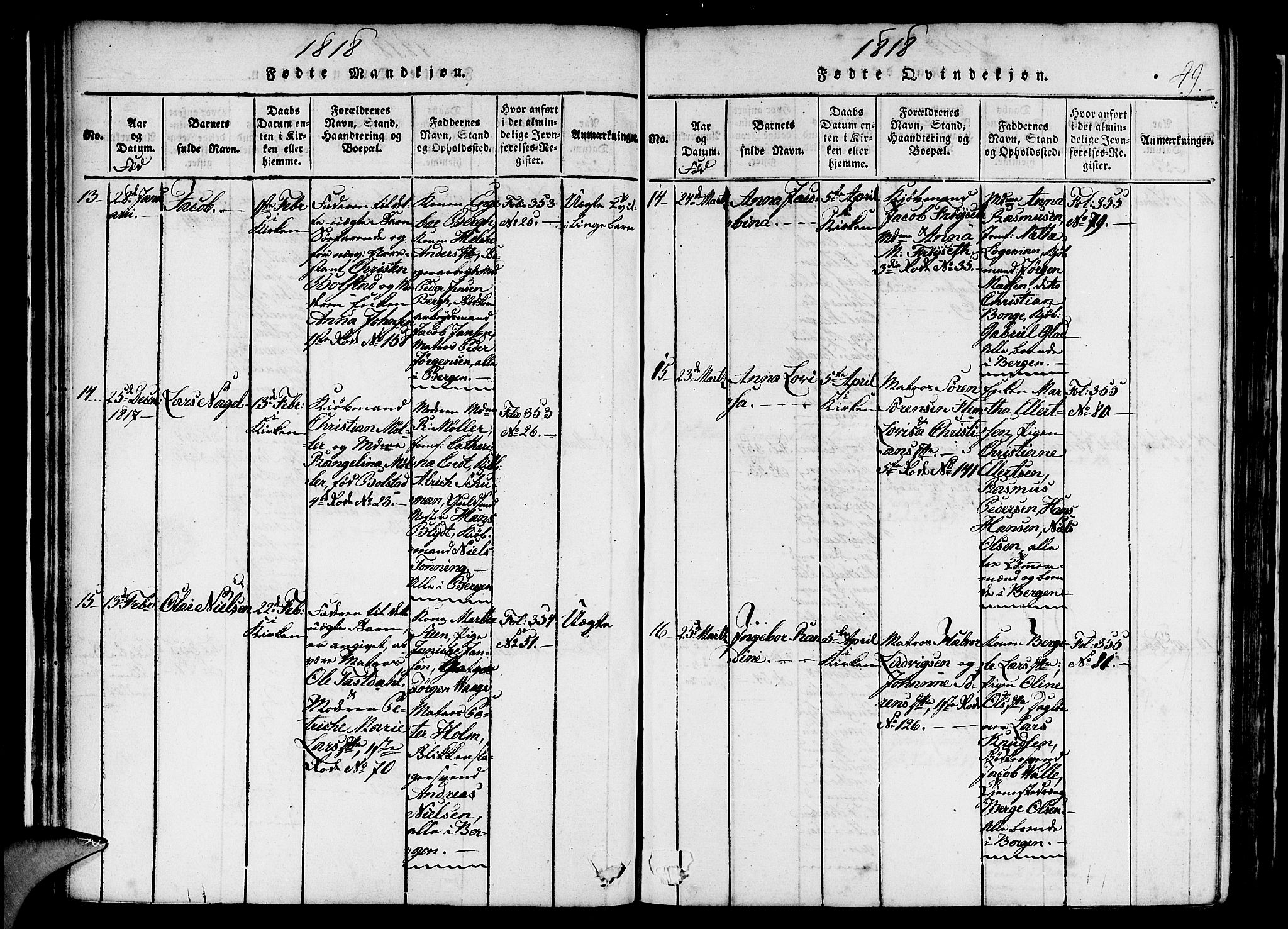 Nykirken Sokneprestembete, AV/SAB-A-77101/H/Haa/L0011: Ministerialbok nr. A 11, 1816-1821, s. 49