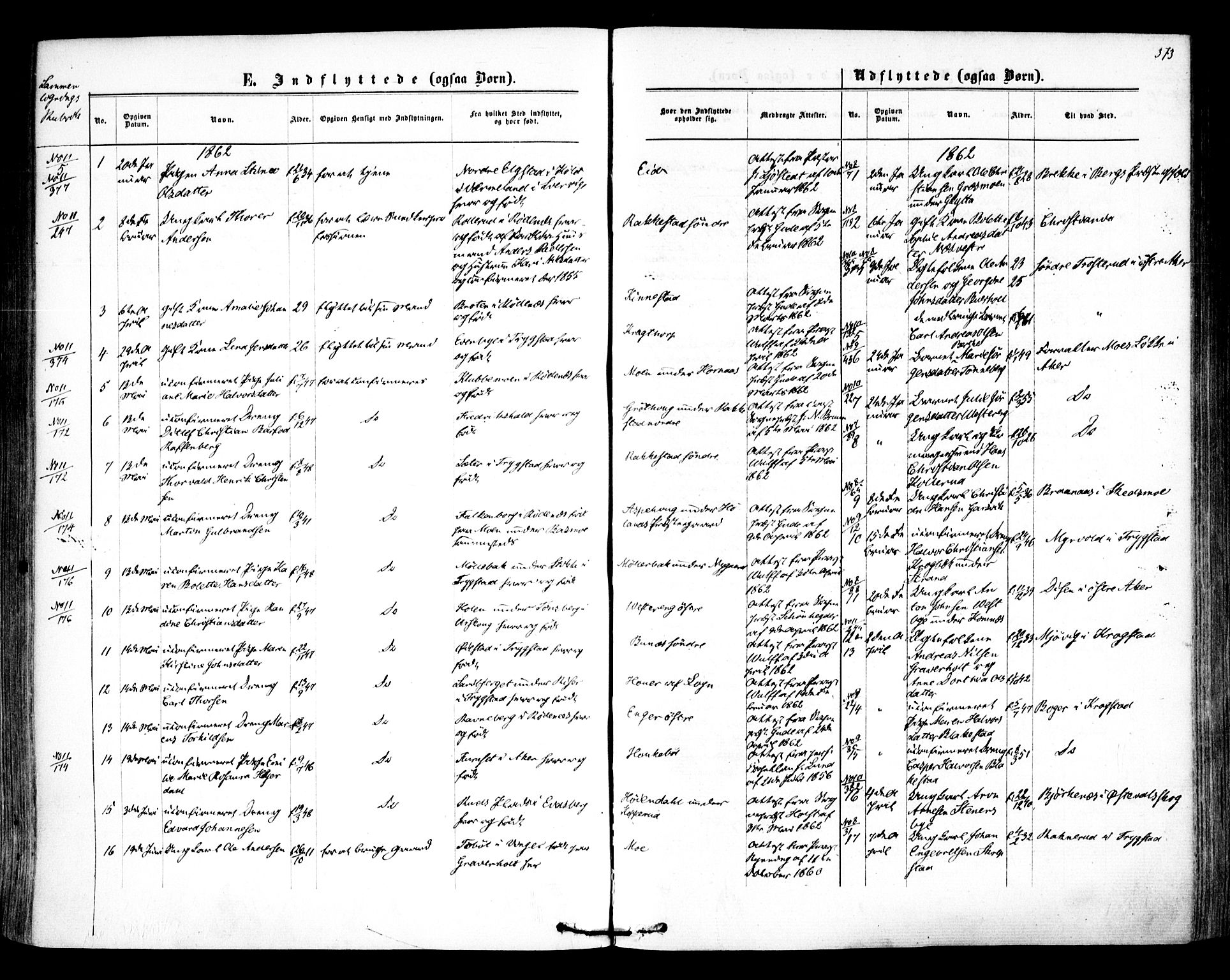 Høland prestekontor Kirkebøker, SAO/A-10346a/F/Fa/L0011: Ministerialbok nr. I 11, 1862-1869, s. 373