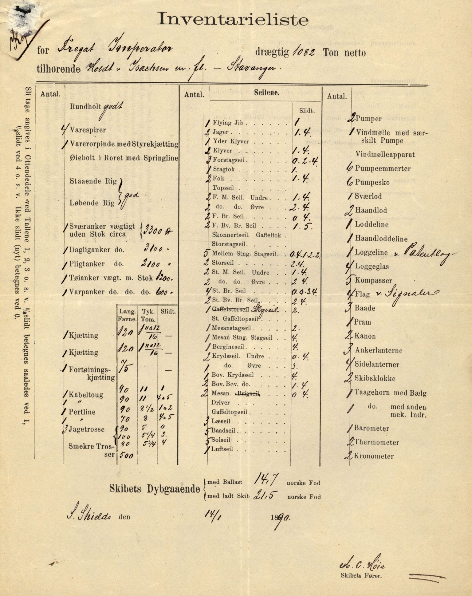 Pa 63 - Østlandske skibsassuranceforening, VEMU/A-1079/G/Ga/L0027/0011: Havaridokumenter / Louise, Lucie, Falcon, Ingeborg av Laurvig, Imperator, 1891, s. 55