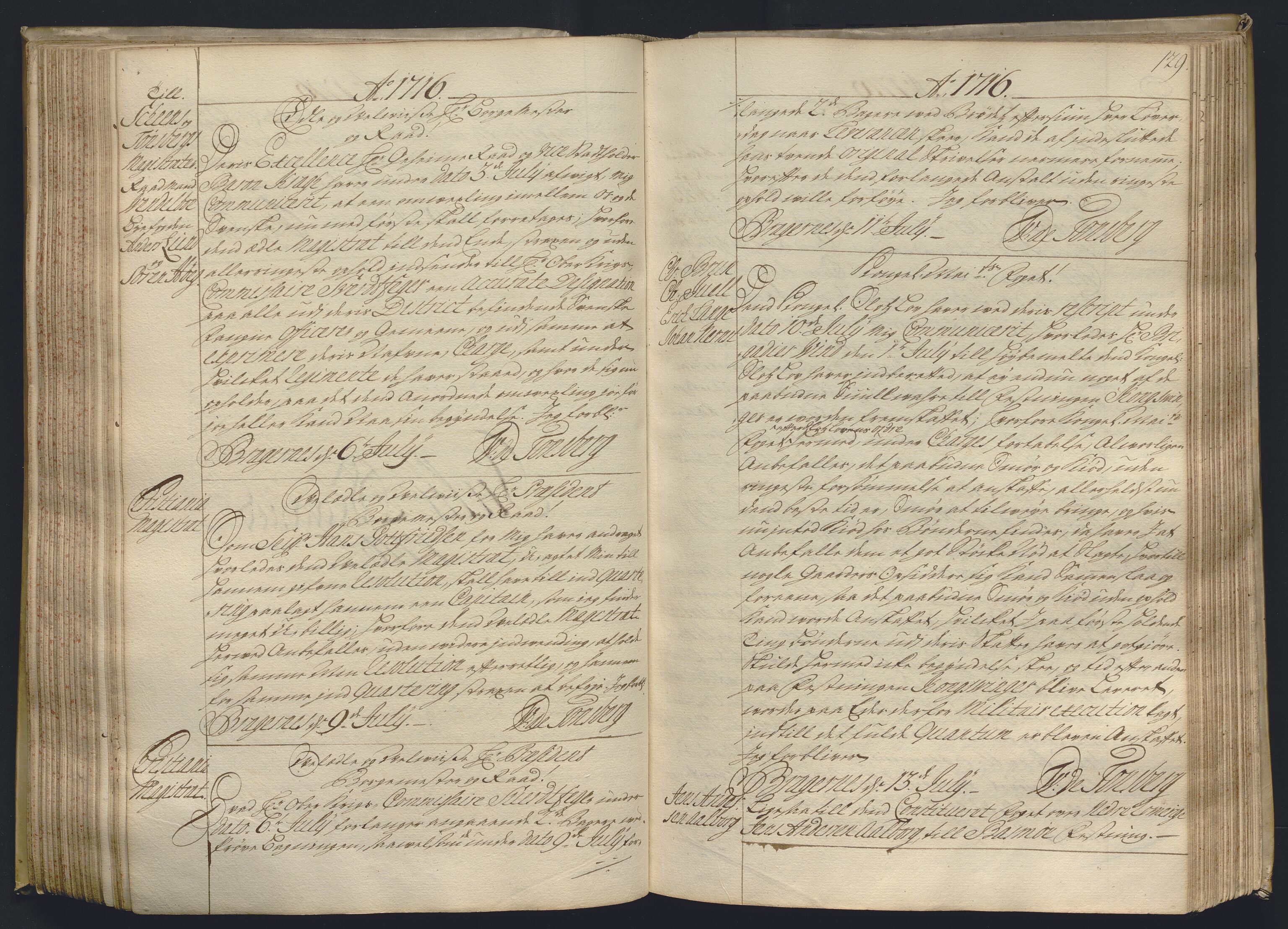 Kristiania stiftamt, AV/SAO-A-10386/B/Ba/L0004: Kopibok, 1715-1717, s. 128b-129a