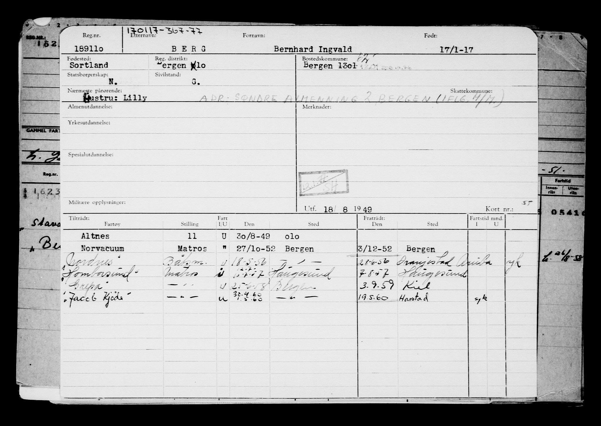 Direktoratet for sjømenn, AV/RA-S-3545/G/Gb/L0145: Hovedkort, 1917, s. 307