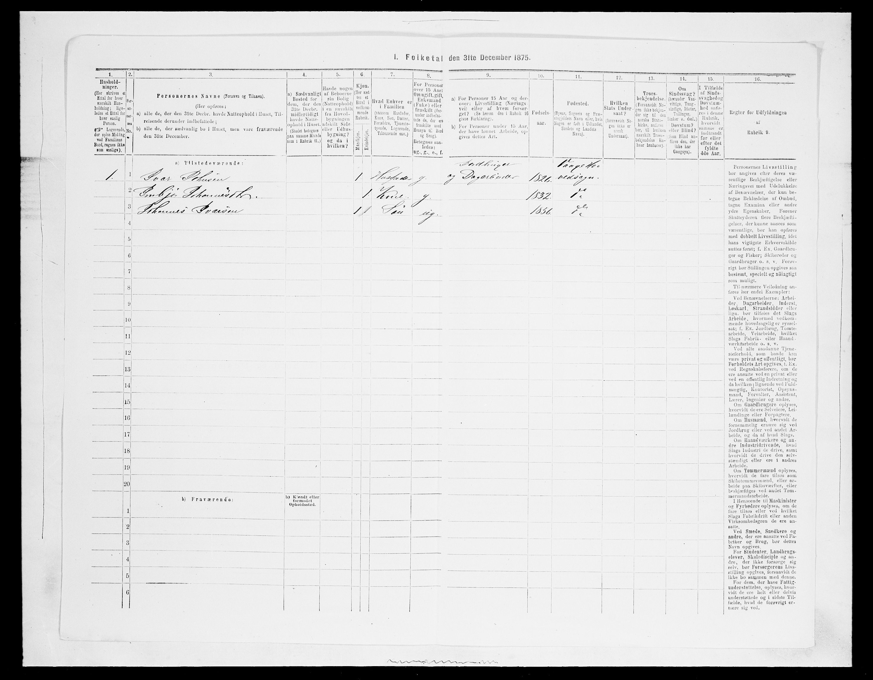 SAH, Folketelling 1875 for 0515P Vågå prestegjeld, 1875, s. 1119