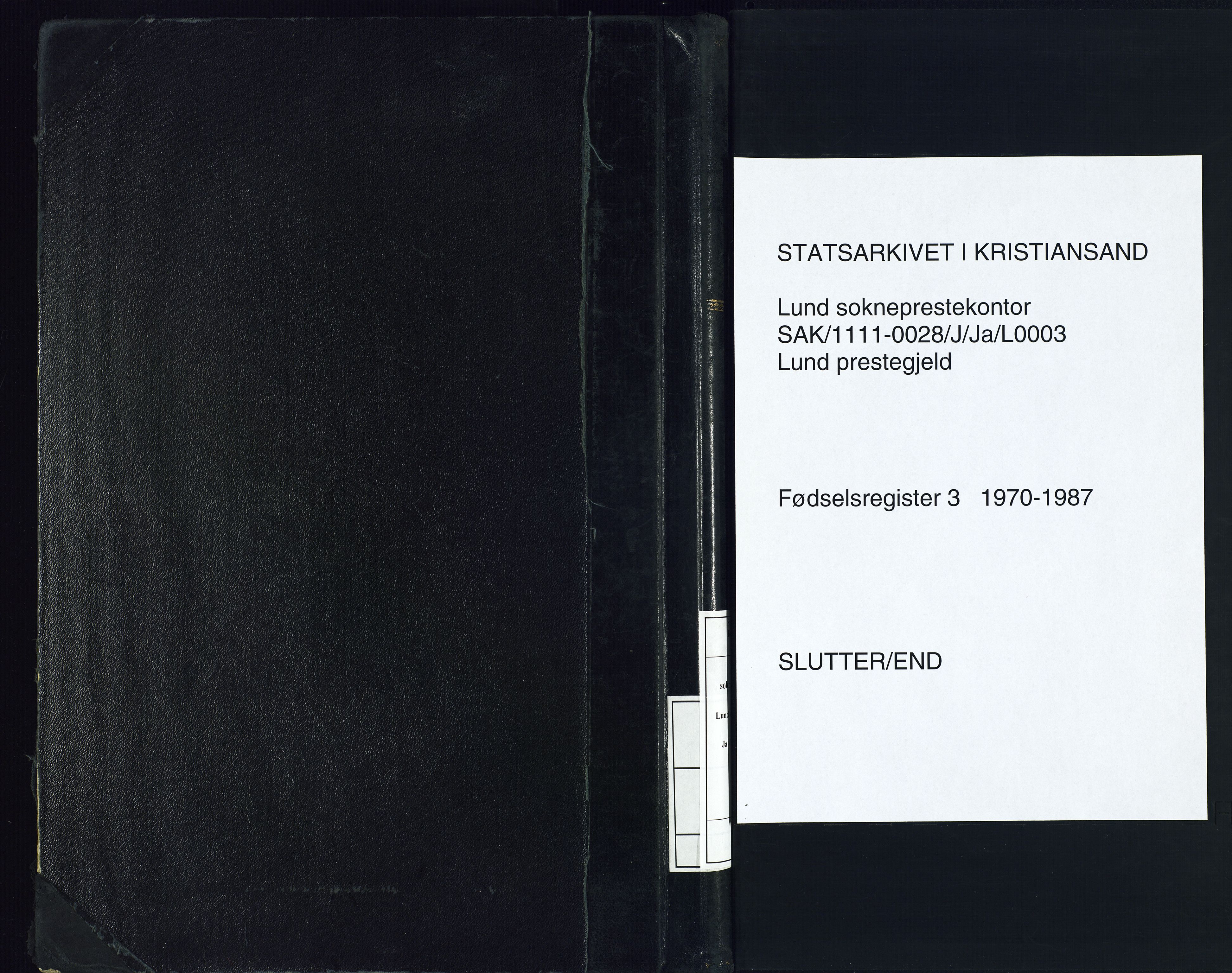 Lund sokneprestkontor, SAK/1111-0028/J/Ja/L0003: Fødselsregister nr. 3, 1970-1987