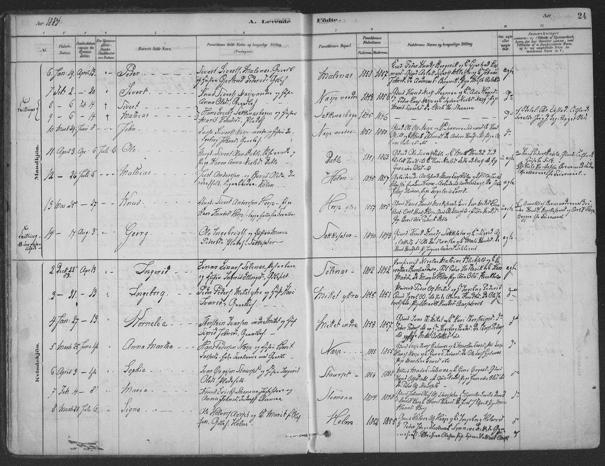 Ministerialprotokoller, klokkerbøker og fødselsregistre - Møre og Romsdal, AV/SAT-A-1454/547/L0604: Ministerialbok nr. 547A06, 1878-1906, s. 24