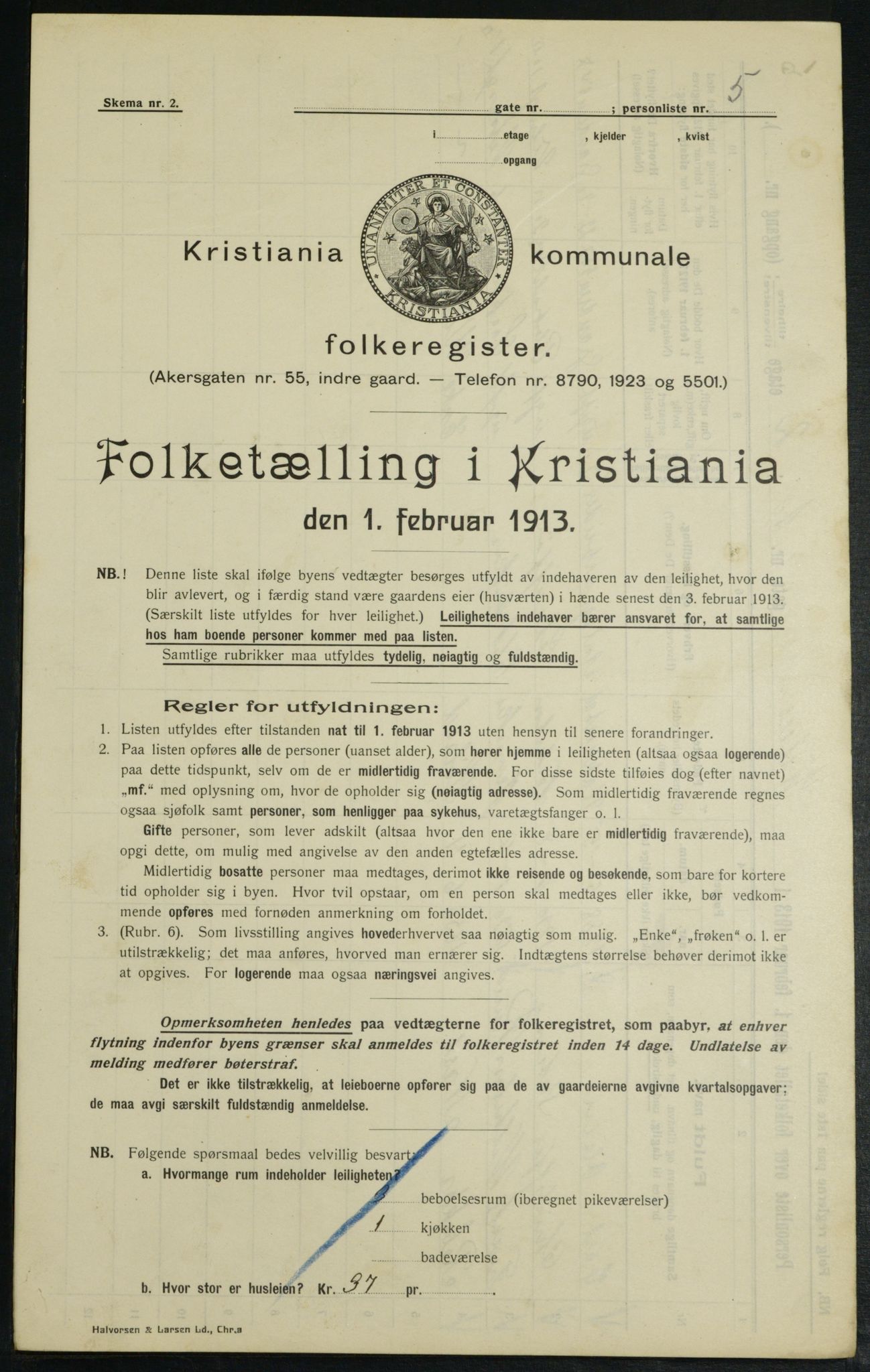 OBA, Kommunal folketelling 1.2.1913 for Kristiania, 1913, s. 128382