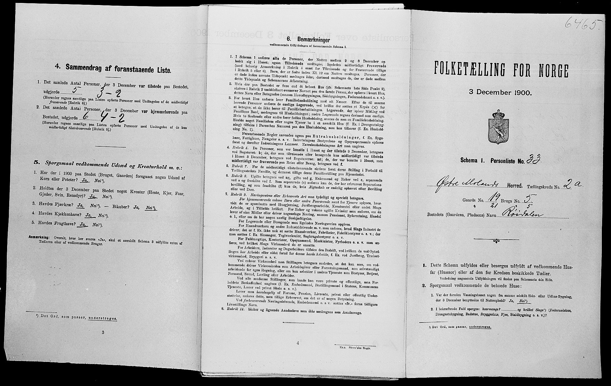 SAK, Folketelling 1900 for 0918 Austre Moland herred, 1900, s. 272