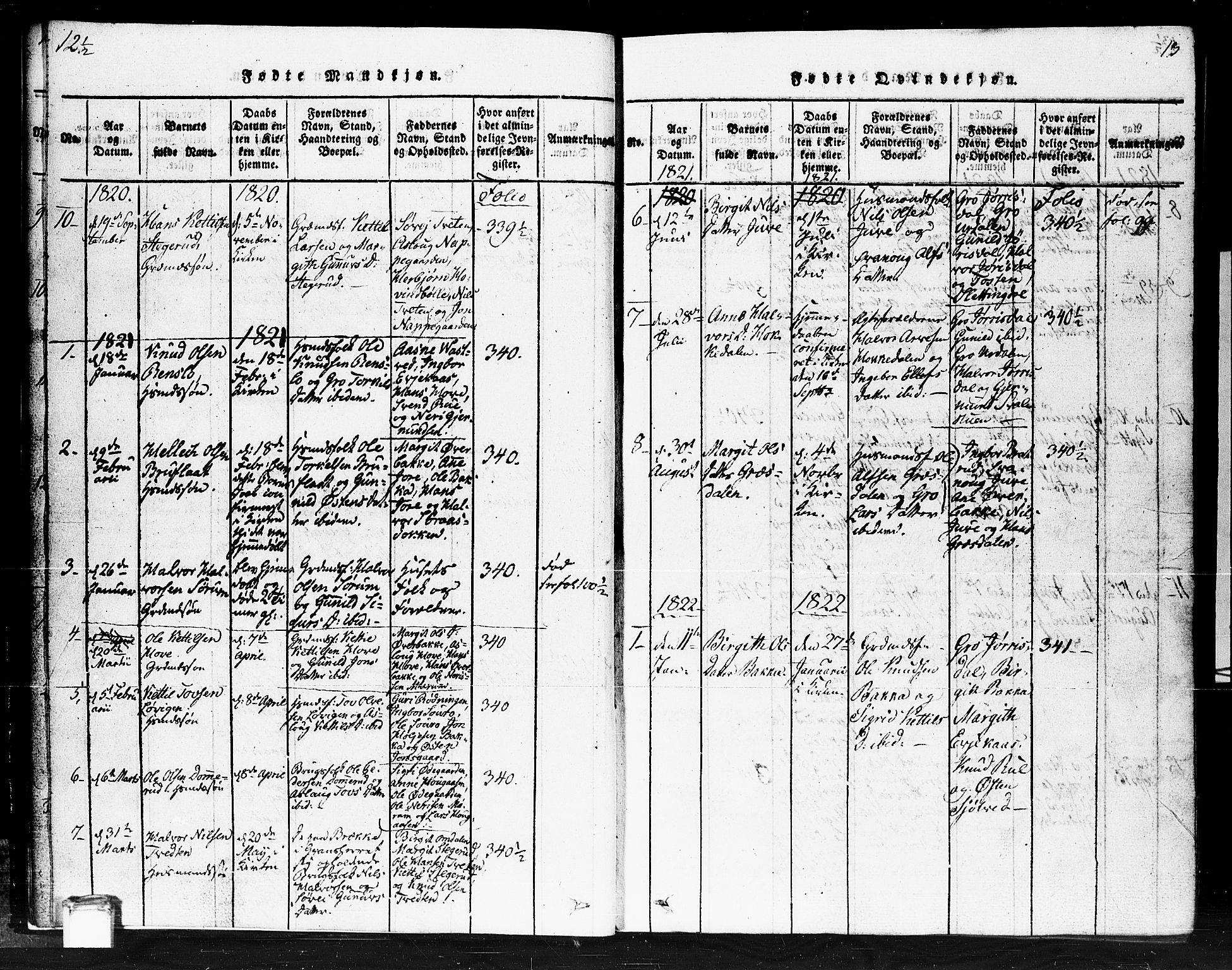 Gransherad kirkebøker, AV/SAKO-A-267/F/Fb/L0002: Ministerialbok nr. II 2, 1815-1843, s. 13