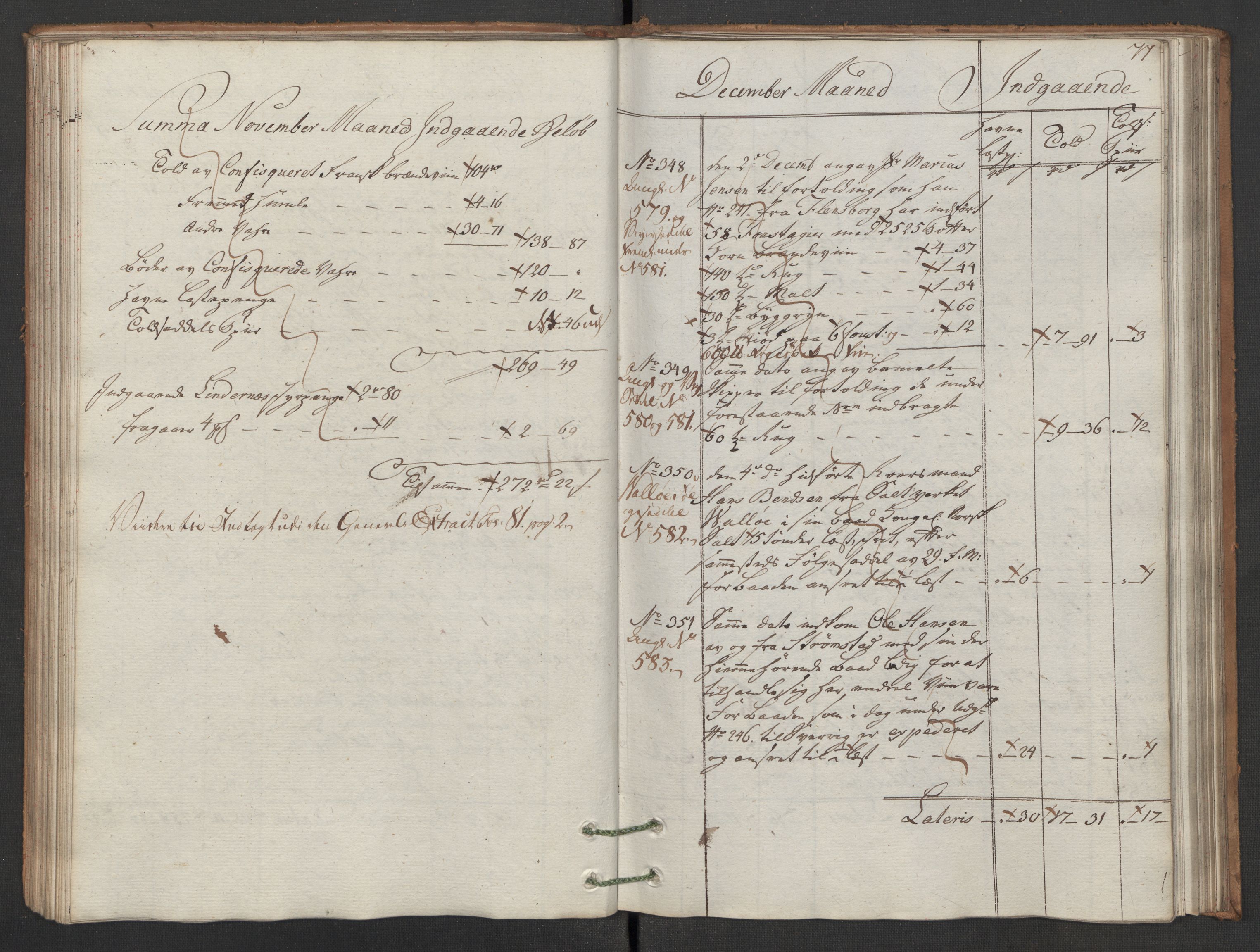 Generaltollkammeret, tollregnskaper, AV/RA-EA-5490/R02/L0091/0001: Tollregnskaper Fredrikstad / Inngående hovedtollbok, 1786, s. 76b-77a