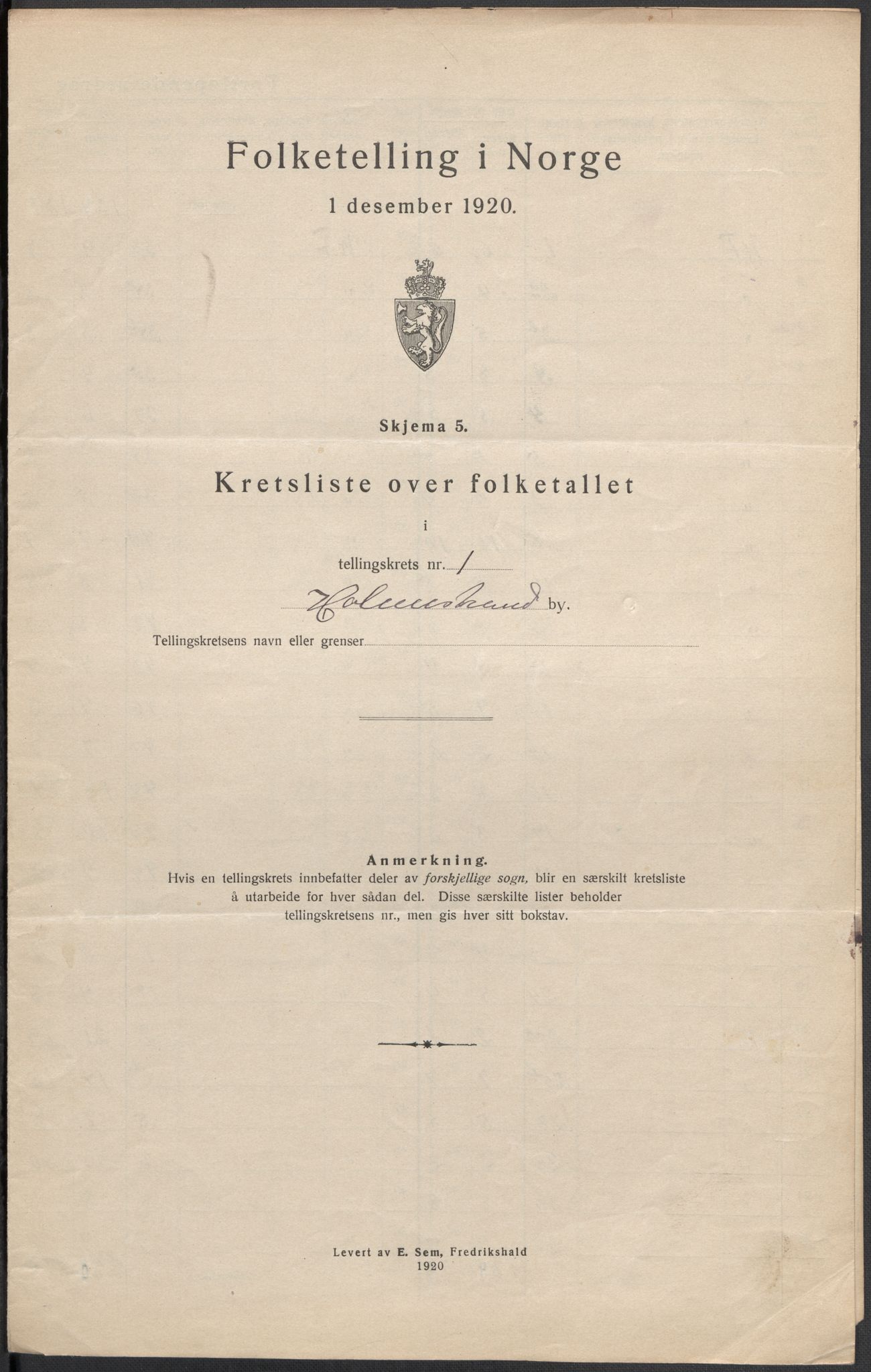 SAKO, Folketelling 1920 for 0702 Holmestrand kjøpstad, 1920, s. 4