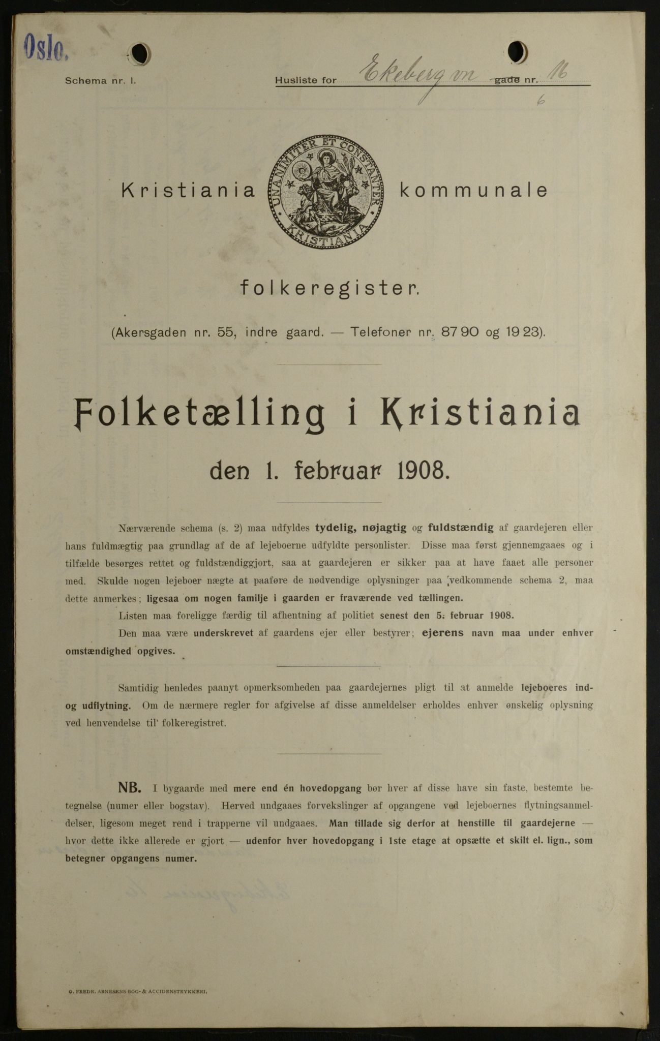 OBA, Kommunal folketelling 1.2.1908 for Kristiania kjøpstad, 1908, s. 18526