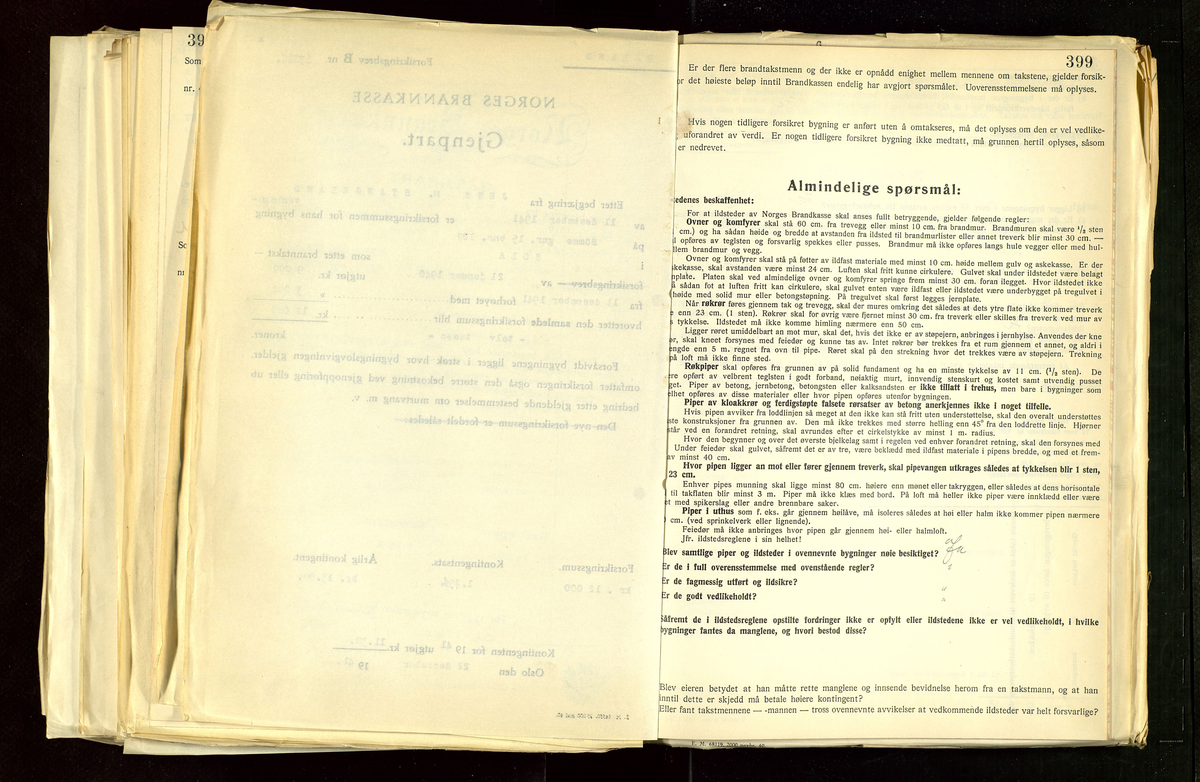 Håland lensmannskontor, AV/SAST-A-100100/Gob/L0012: "Brandtakstprotokoll" - skjematakst. Register i boken., 1938-1941, s. 398-399