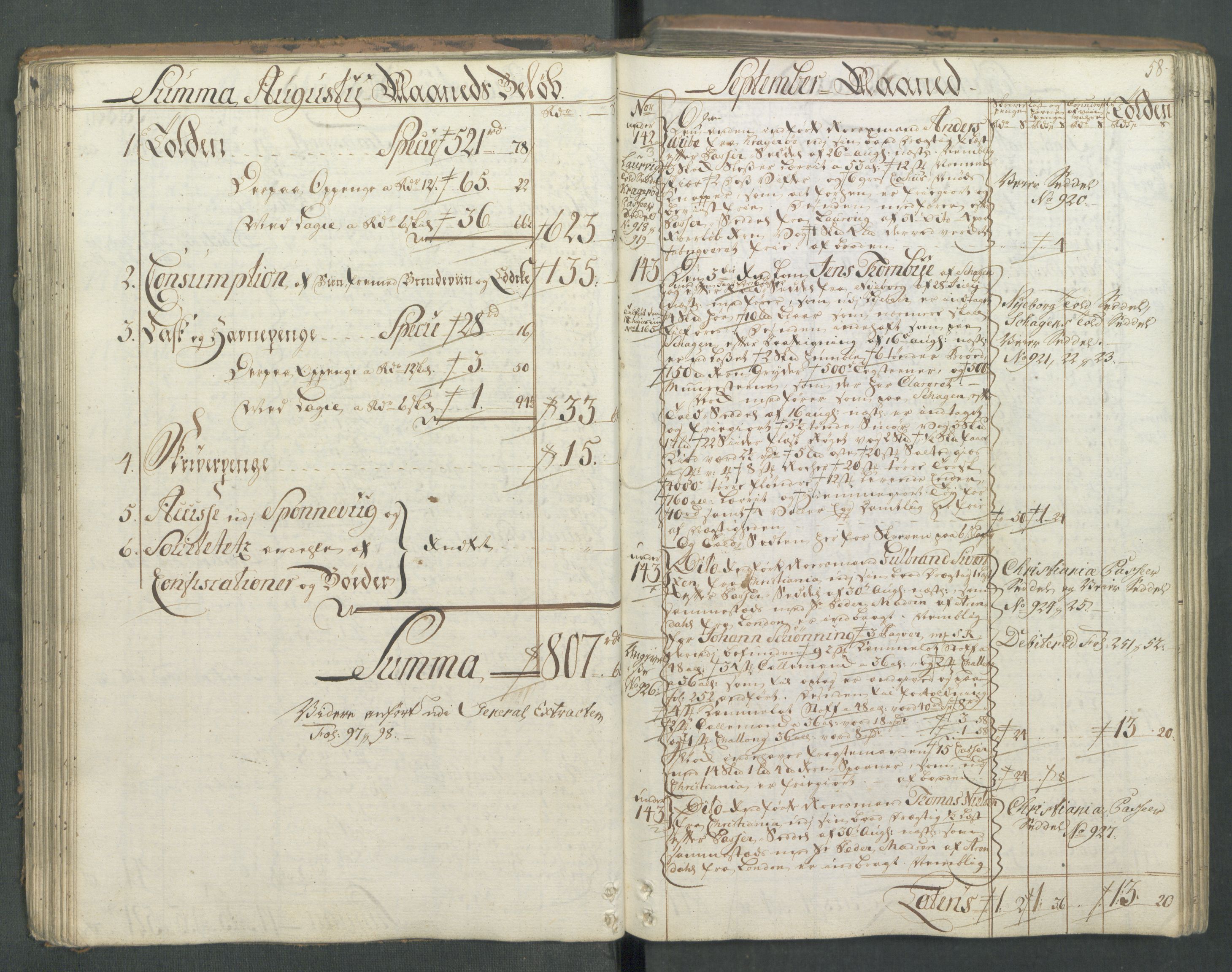 Generaltollkammeret, tollregnskaper, AV/RA-EA-5490/R01/L0046/0001: Tollregnskaper Fredrikshald / Inngående hovedtollbok, 1762, s. 57b-58a
