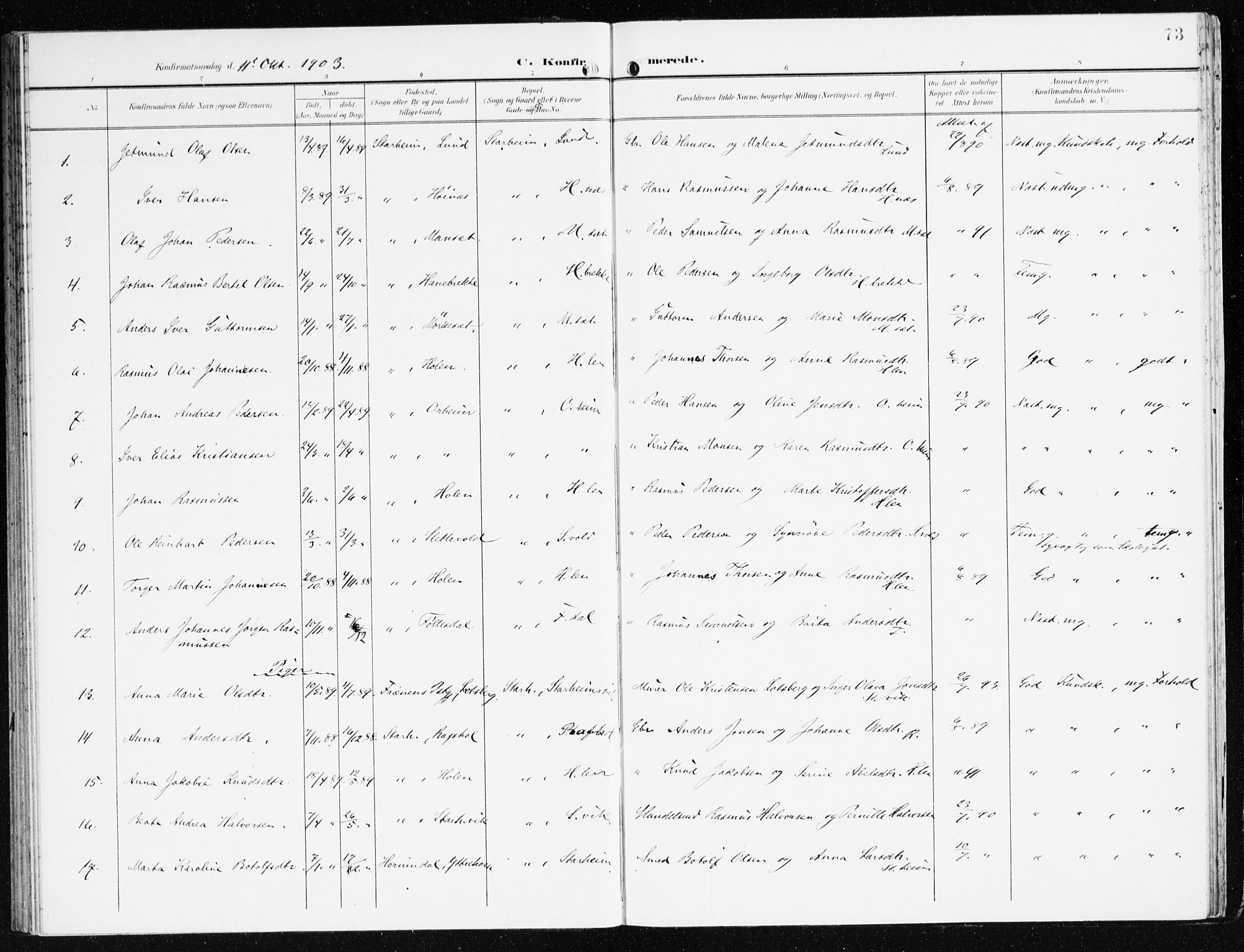 Eid sokneprestembete, AV/SAB-A-82301/H/Haa/Haac/L0002: Ministerialbok nr. C 2, 1899-1927, s. 73