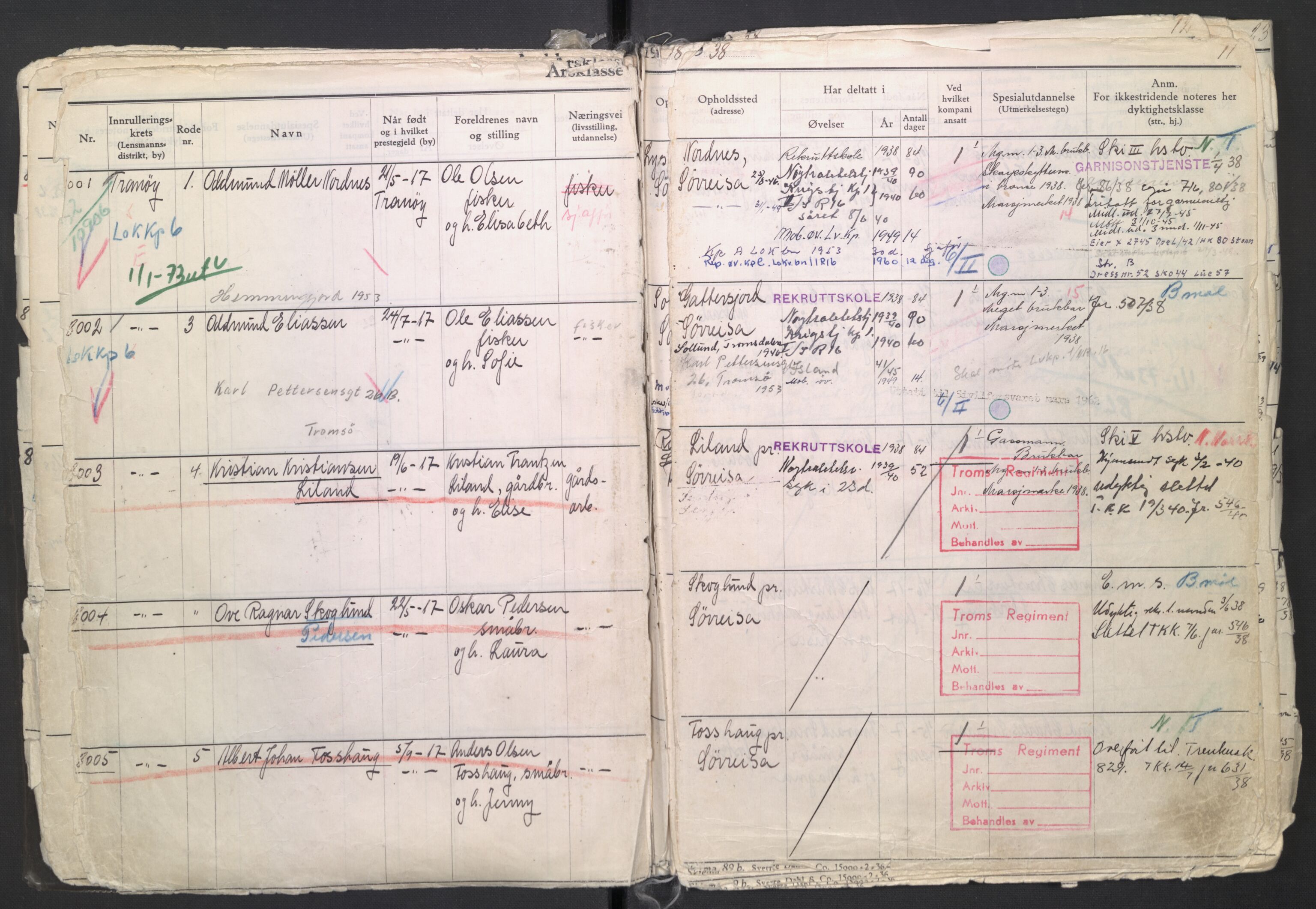 Forsvaret, Troms infanteriregiment nr. 16, AV/RA-RAFA-3146/P/Pa/L0007/0003: Ruller / Rulle for regimentets menige mannskaper, årsklasse 1938, 1938, s. 11