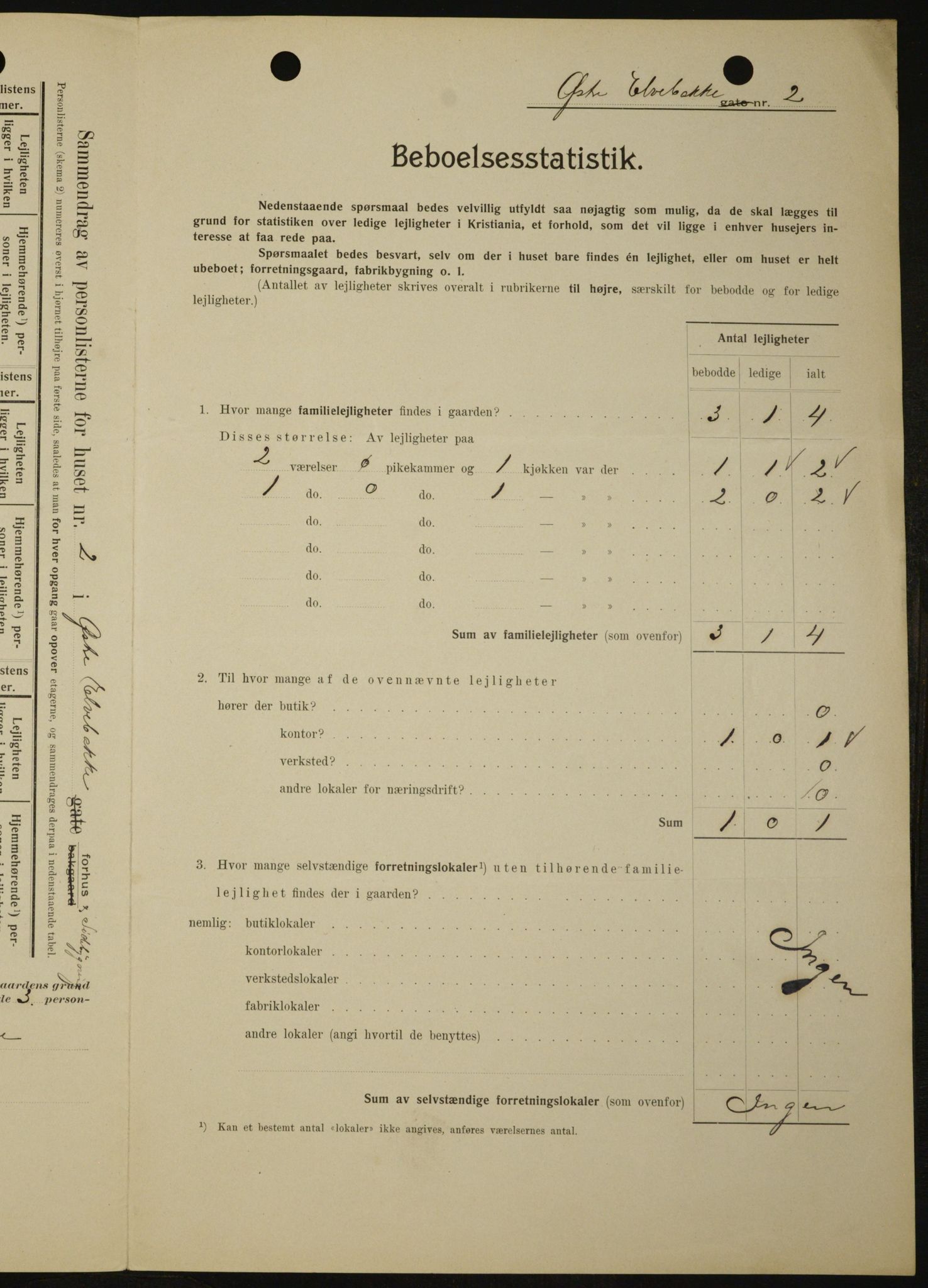 OBA, Kommunal folketelling 1.2.1909 for Kristiania kjøpstad, 1909, s. 117470
