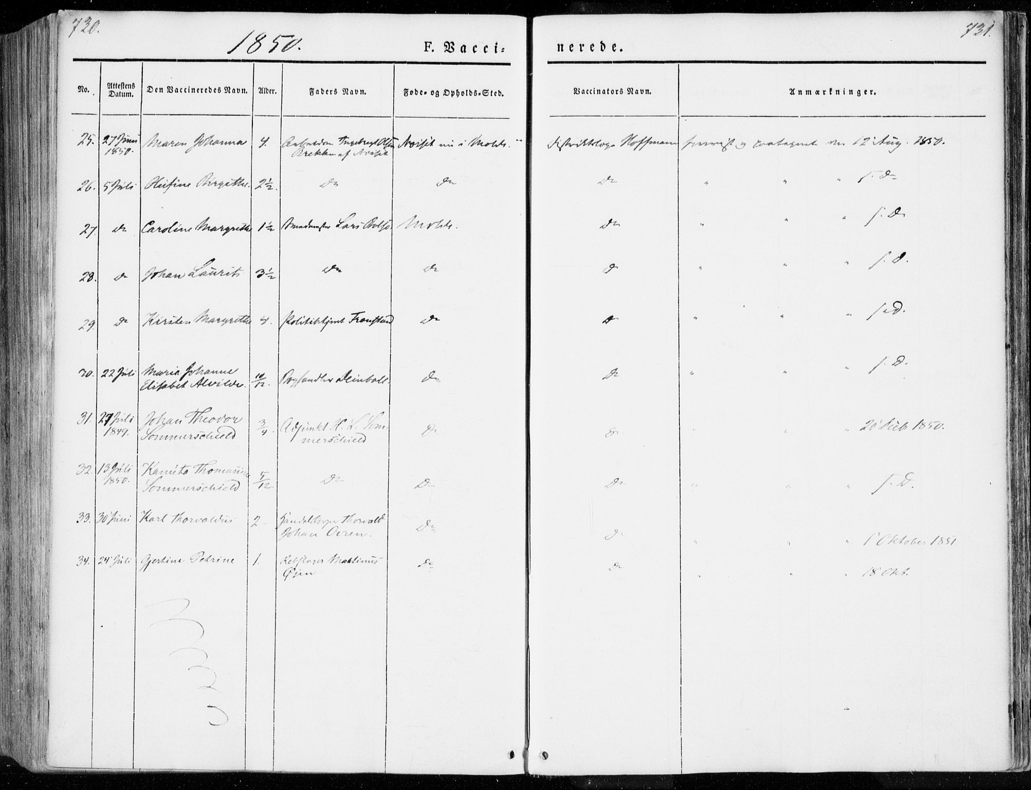 Ministerialprotokoller, klokkerbøker og fødselsregistre - Møre og Romsdal, SAT/A-1454/558/L0689: Ministerialbok nr. 558A03, 1843-1872, s. 730-731